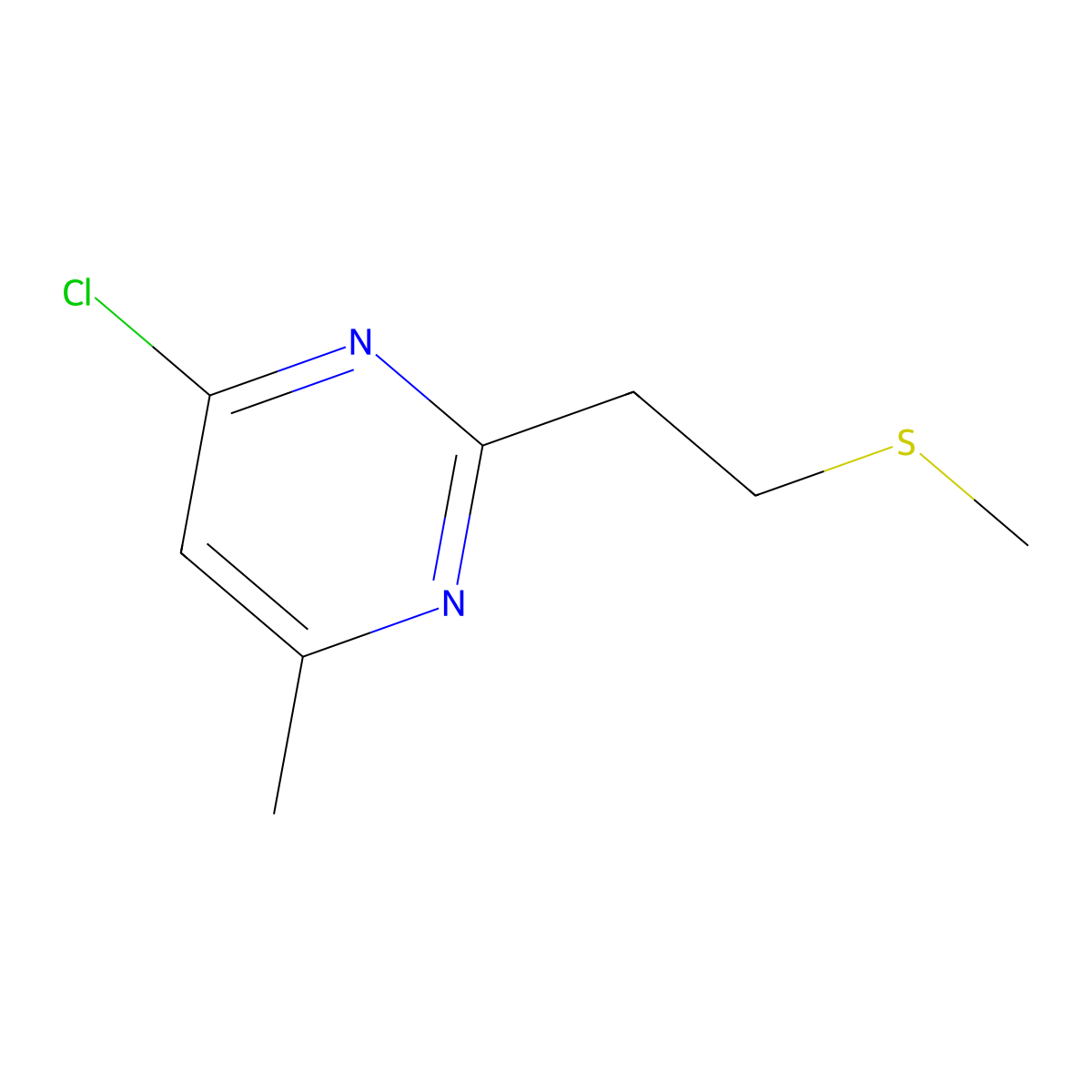 4-Chloro-6-methyl-2-[2-(methylsulfanyl)ethyl]pyrimidine molecular structure, CAS 2016046-11-8