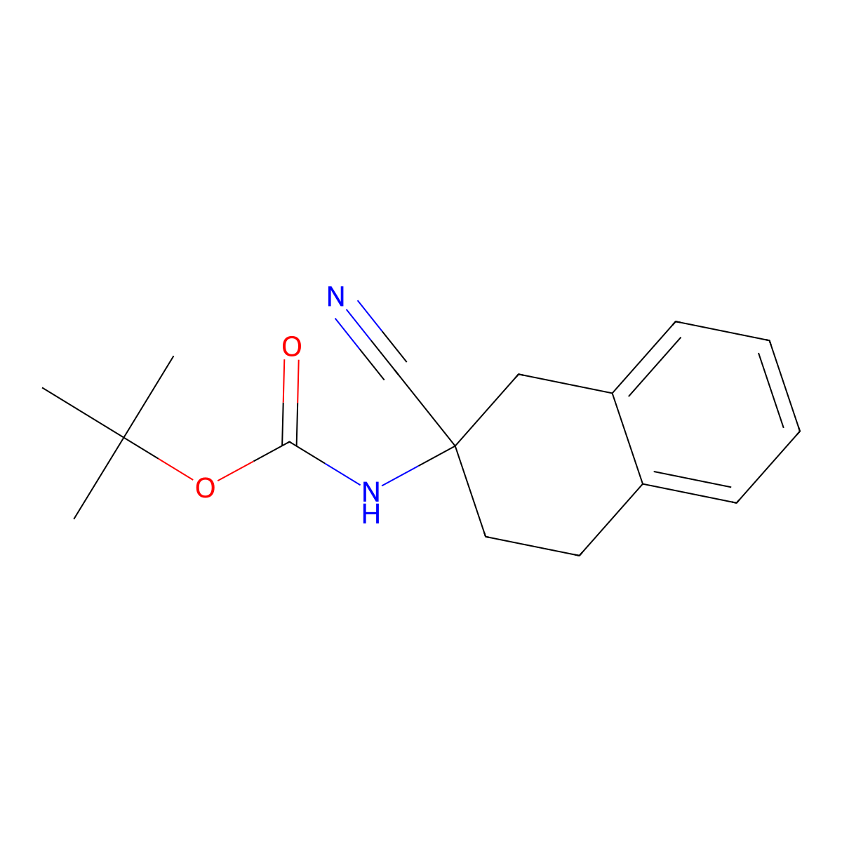 tert-butyl N-(2-cyano-1,2,3,4-tetrahydronaphthalen-2-yl)carbamate molecular structure, CAS 2016051-24-2