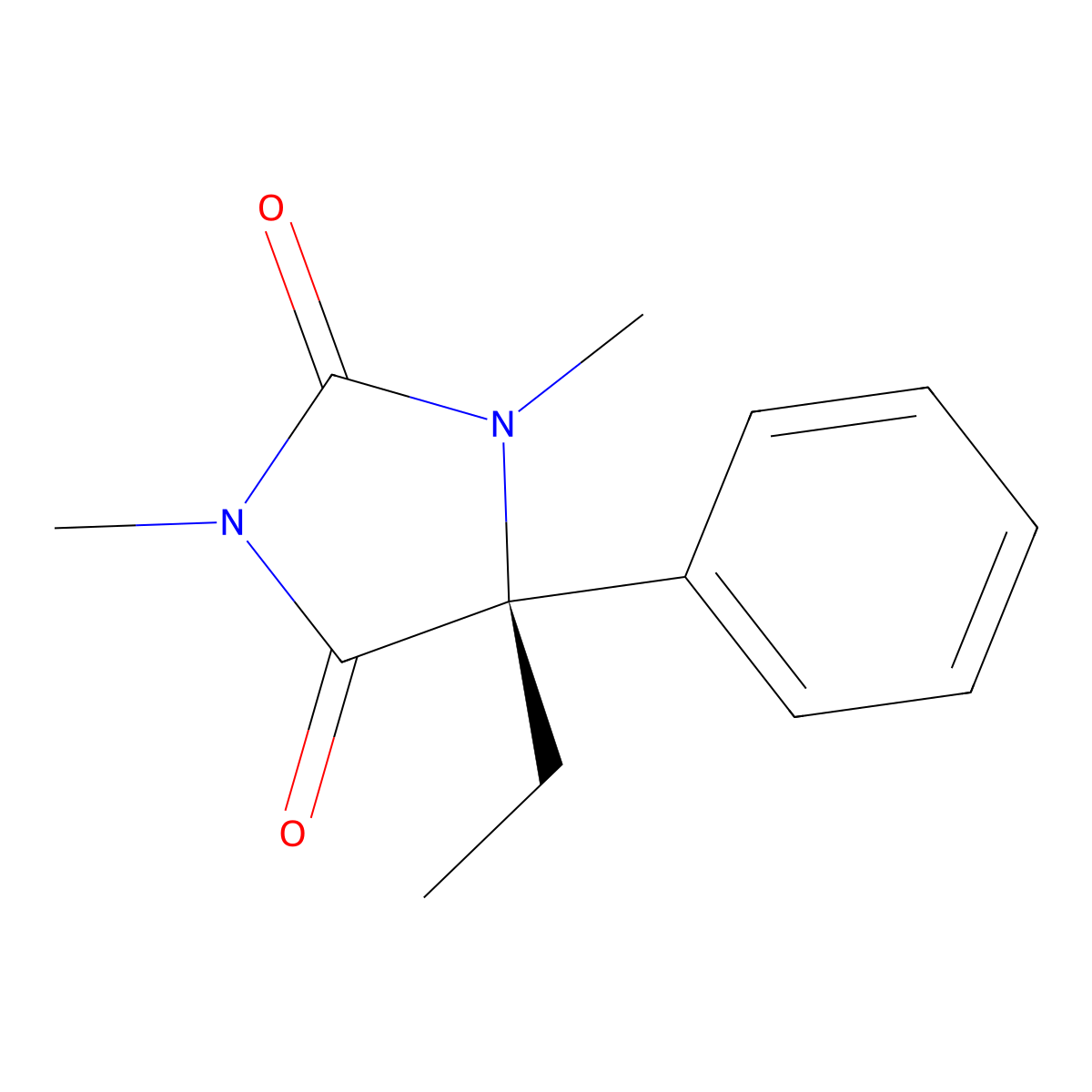 (5R)-5-Ethyl-1,3-dimethyl-5-phenylimidazolidine-2,4-dione molecular structure, CAS 201606-44-2