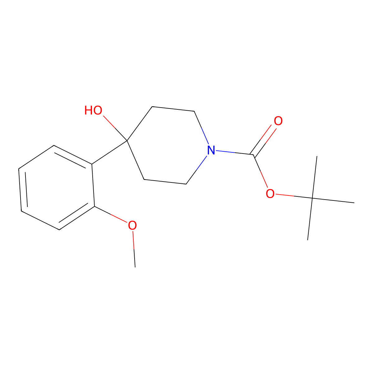1-Boc-4-(2-methoxyphenyl)-4-hydroxypiperidine molecular structure, CAS 201609-28-1