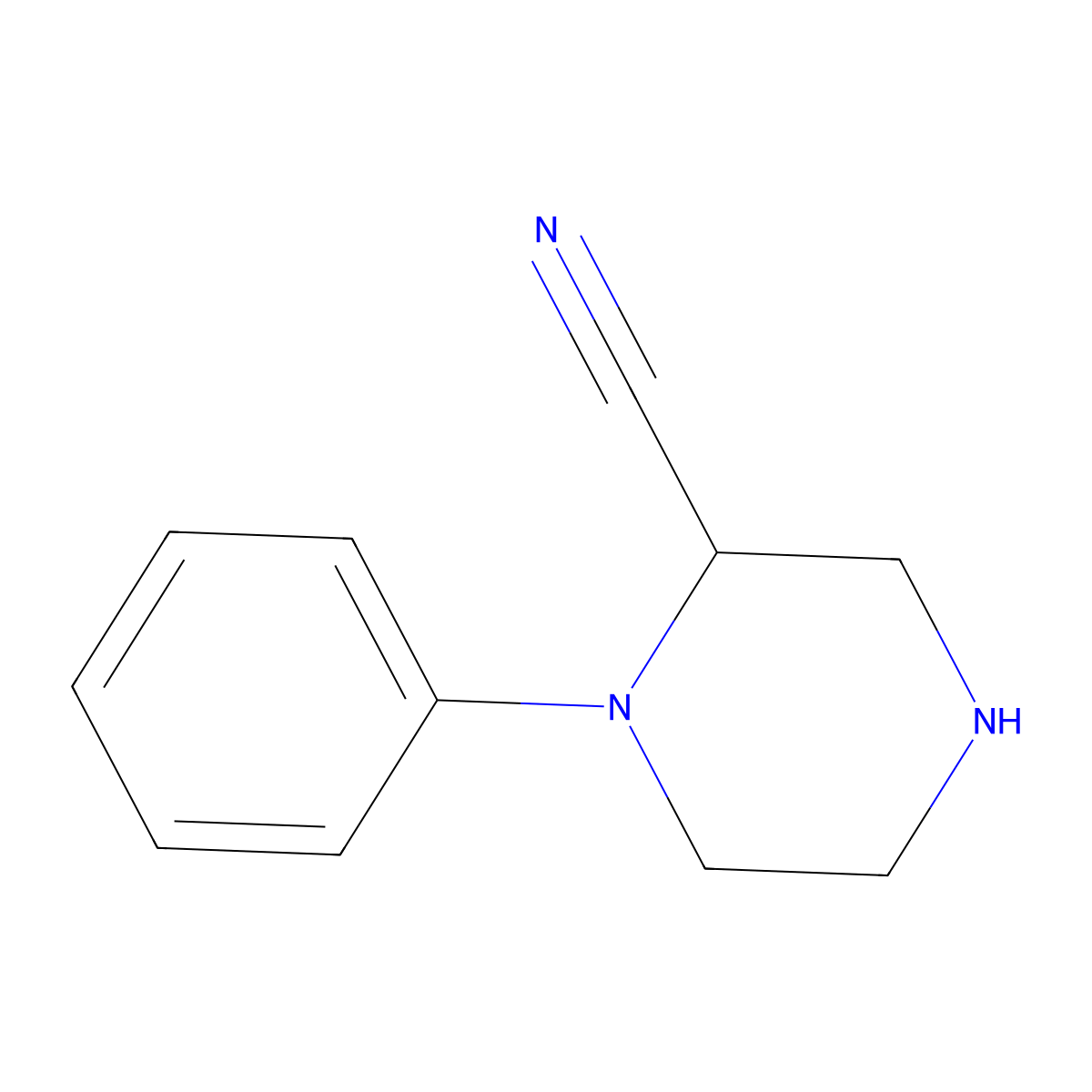 1-Phenylpiperazine-2-carbonitrile molecular structure, CAS 201609-32-7