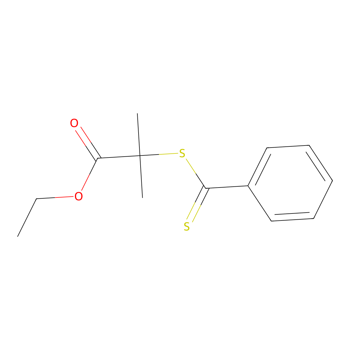Propanoic acid, 2-methyl-2-[(phenylthioxomethyl)thio]-, ethyl ester molecular structure, CAS 201611-84-9