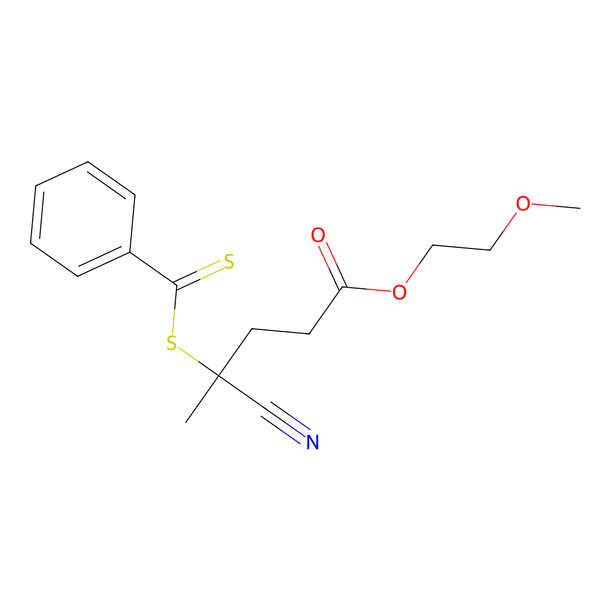 2-Methoxyethyl 4-(benzenecarbonothioylsulfanyl)-4-cyanopentanoate molecular structure, CAS 201611-94-1