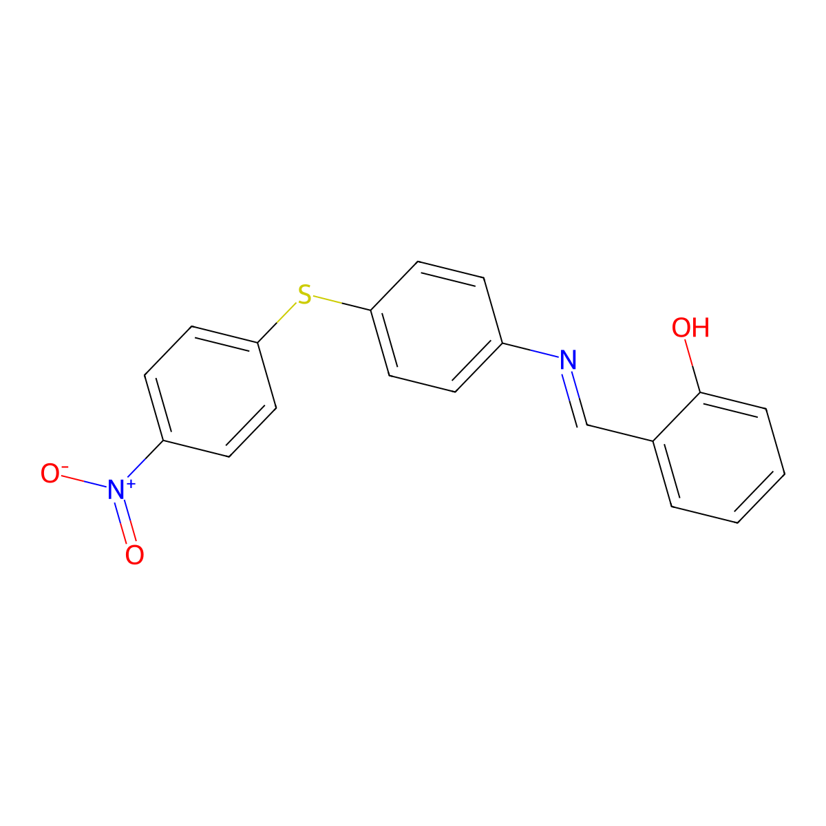 Phenol, 2-[[[4-[(4-nitrophenyl)thio]phenyl]imino]methyl]- molecular structure, CAS 20162-20-3