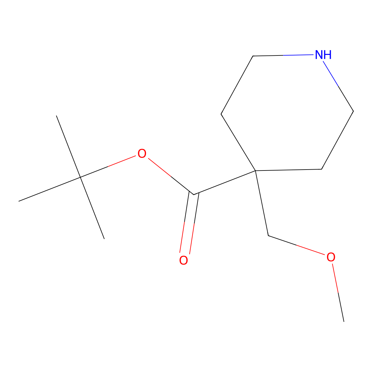 tert-Butyl 4-(methoxymethyl)piperidine-4-carboxylate molecular structure, CAS 2016319-35-8