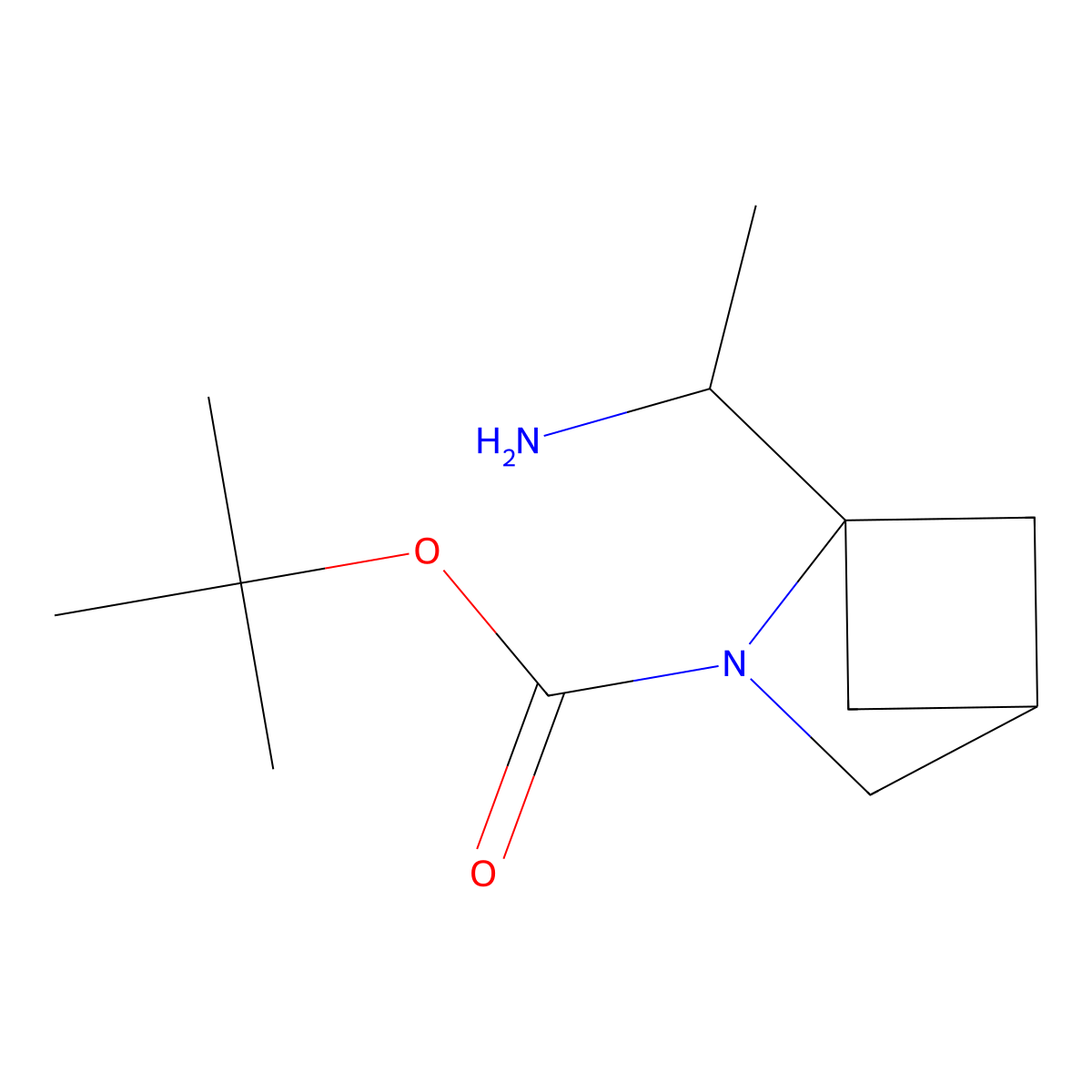 Tert-butyl 1-(1-aminoethyl)-2-azabicyclo[2.1.1]hexane-2-carboxylate molecular structure, CAS 2016411-45-1