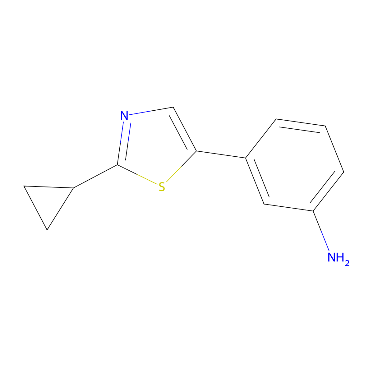 3-(2-Cyclopropyl-5-thiazolyl)benzenamine molecular structure, CAS 2016428-43-4