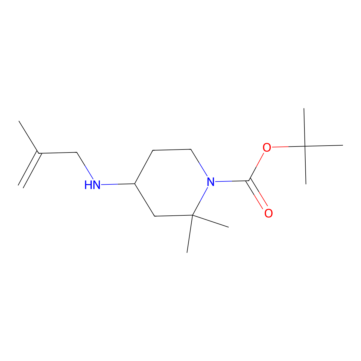 1,1-Dimethylethyl 2,2-dimethyl-4-[(2-methyl-2-propen-1-YL)amino]-1-piperidinecarboxylate molecular structure, CAS 2016474-41-0