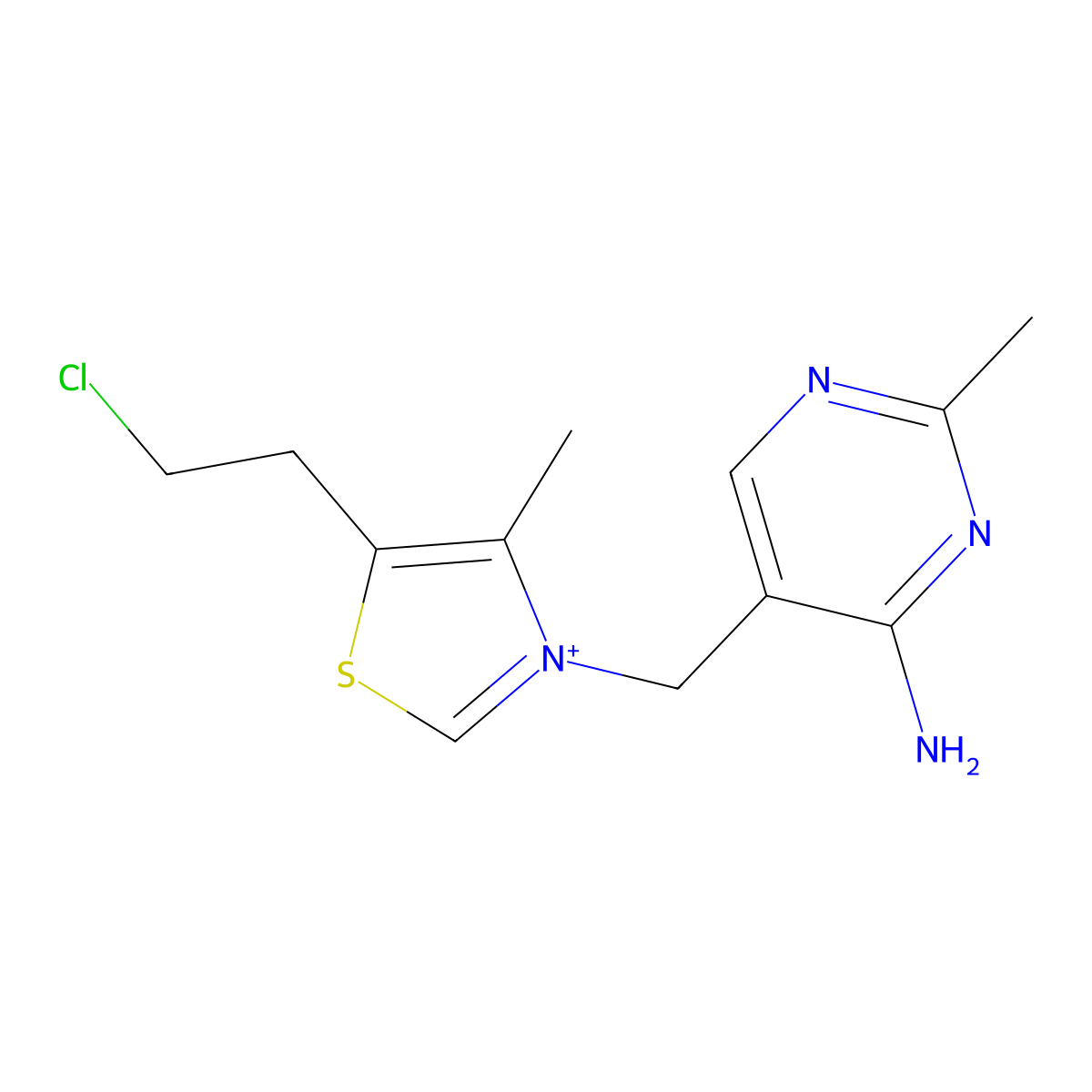 3-[(4-Amino-2-methylpyrimidin-5-yl)methyl]-5-(2-chloroethyl)-4-methyl-1,3-thiazol-3-ium molecular structure, CAS 20166-17-0