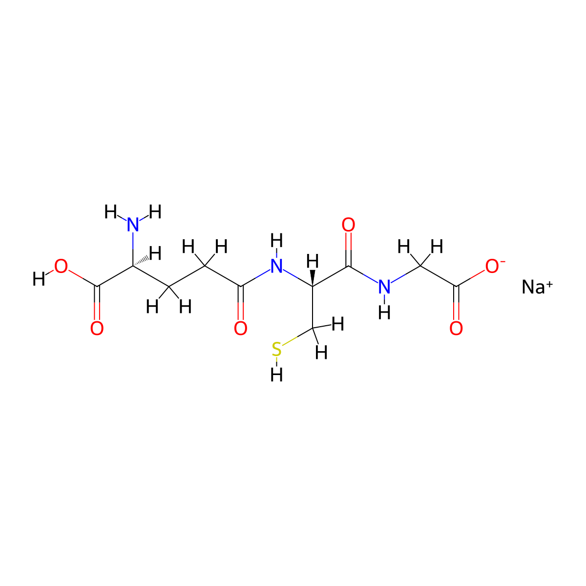 sodium 2-[[(2R)-2-[[(4S)-4-amino-4-carboxybutanoyl]amino]-3-sulfanylpropanoyl]amino]acetate molecular structure, CAS 20167-21-9