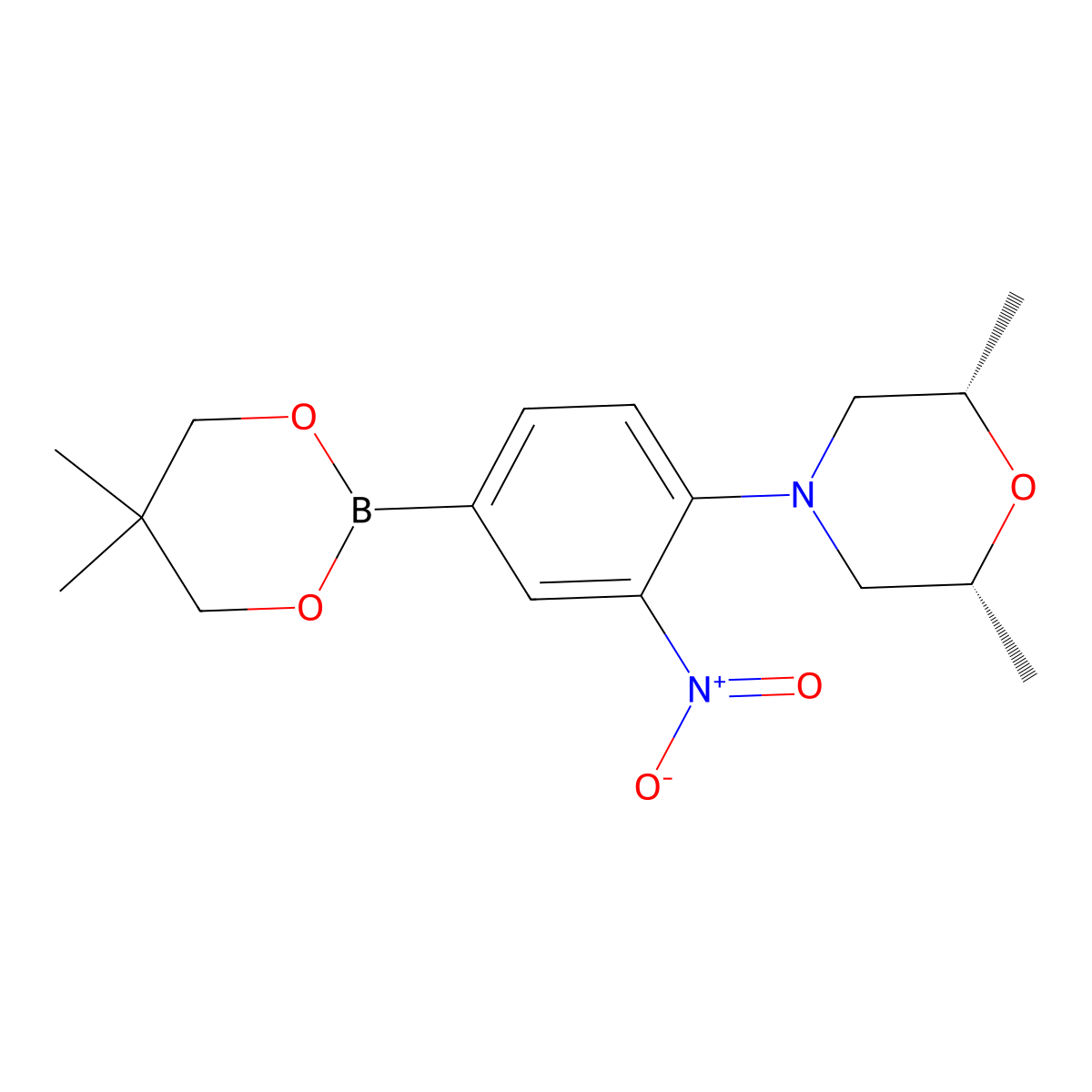 cis 4-(4-(5,5-Dimethyl-1,3,2-dioxaborinan-2-yl)-2-nitrophenyl)-2-6-dimethylmorpholine molecular structure, CAS 2016805-42-6