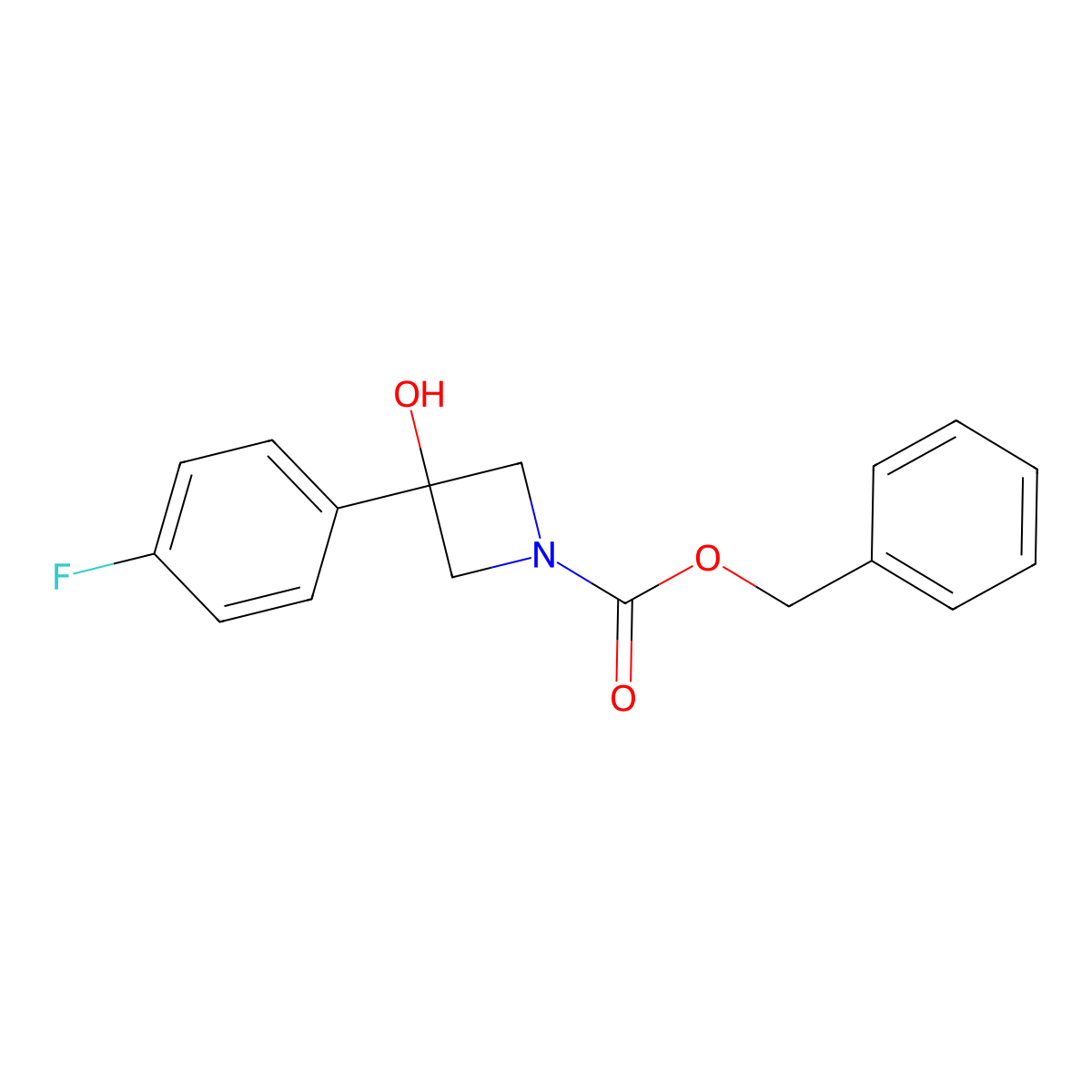 Benzyl 3-(4-fluorophenyl)-3-hydroxyazetidine-1-carboxylate molecular structure, CAS 2016809-72-4