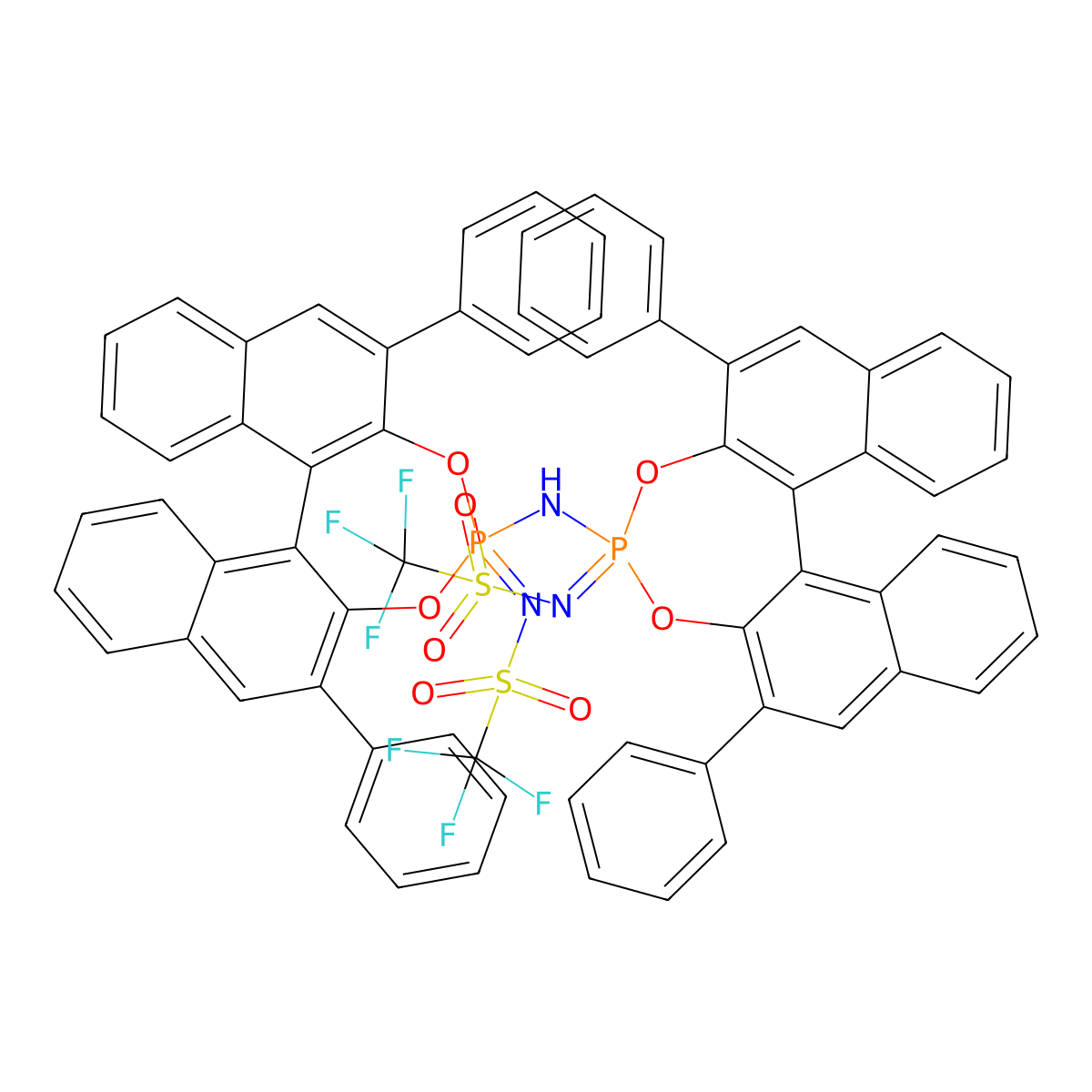 N-[(11bS)-4-[[(11bS)-2,6-Diphenyl-4-[[(trifluoromethyl)sulfonyl]amino]-4|E5-dinaphtho[2,1-d:1',2'-f][1,3,2]dioxaphosphepin-4-ylidene]amino]-2,6-diphenyl-4|E5-dinaphtho[2,1-d:1',2'-f][1,3,2]dioxaphosphepin-4-ylidene]-1,1,1-trifluoro-Methanesulfonamide molecular structure, CAS 2016814-95-0