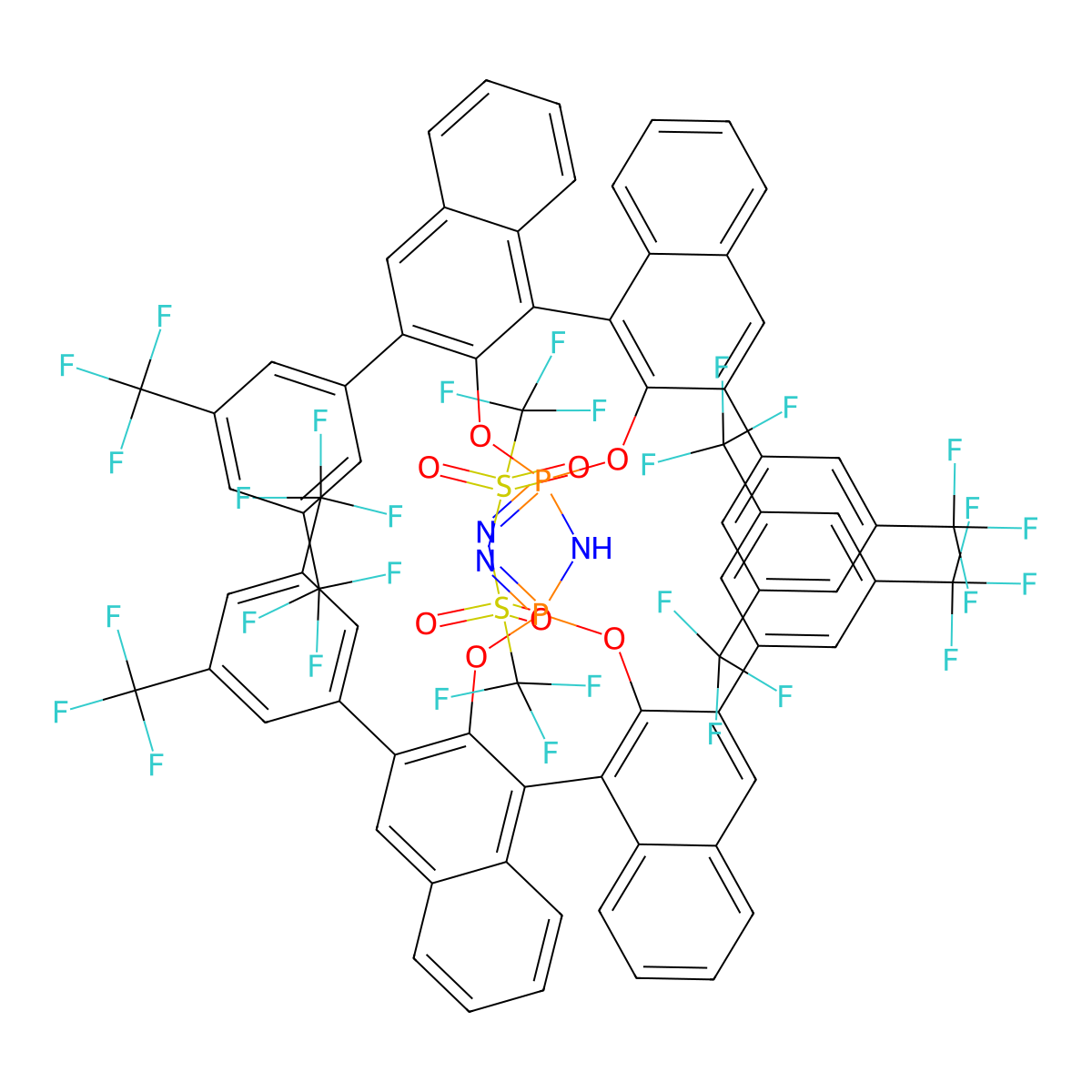 N-[(11bS)-4-[[(11bS)-2,6-Bis[3,5-bis(trifluoromethyl)phenyl]-4-[[(trifluoromethyl)sulfonyl]amino]-4lambda5-dinaphtho[2,1-d:1',2'-f][1,3,2]dioxaphosphepin-4-ylidene]amino]-2,6-bis[3,5-bis(trifluoromethyl)phenyl]-4lambda5-dinaphtho[2,1-d:1',2'-f][1,3,2]dioxaphosphepin-4-ylidene]-1,1,1-trifluoromethanesulfonamide molecular structure, CAS 2016814-98-3
