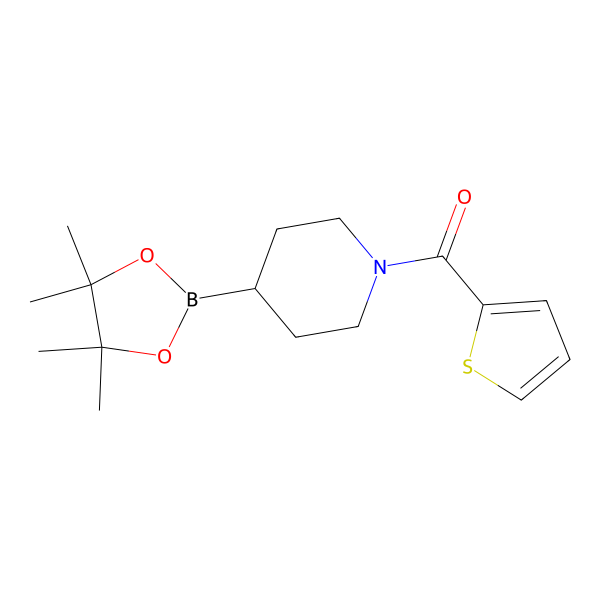 4-(Tetramethyl-1,3,2-dioxaborolan-2-yl)-1-[(thiophen-2-yl)carbonyl]piperidine molecular structure, CAS 2016819-12-6