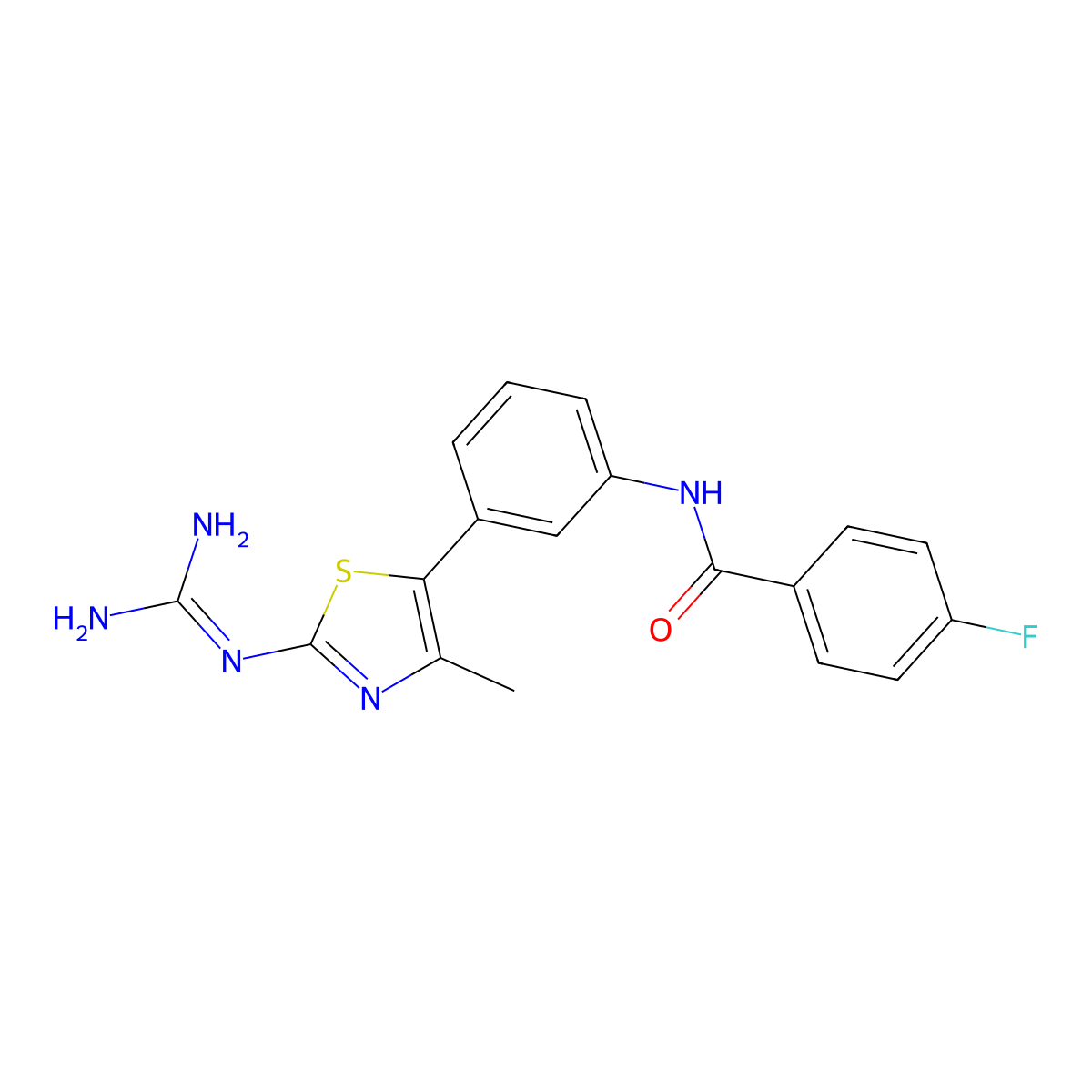 4-Fluoro-N-[3-[2-[(aminoiminomethyl)amino]-4-methyl-5-thiazolyl]phenyl]benzamide molecular structure, CAS 2016864-46-1