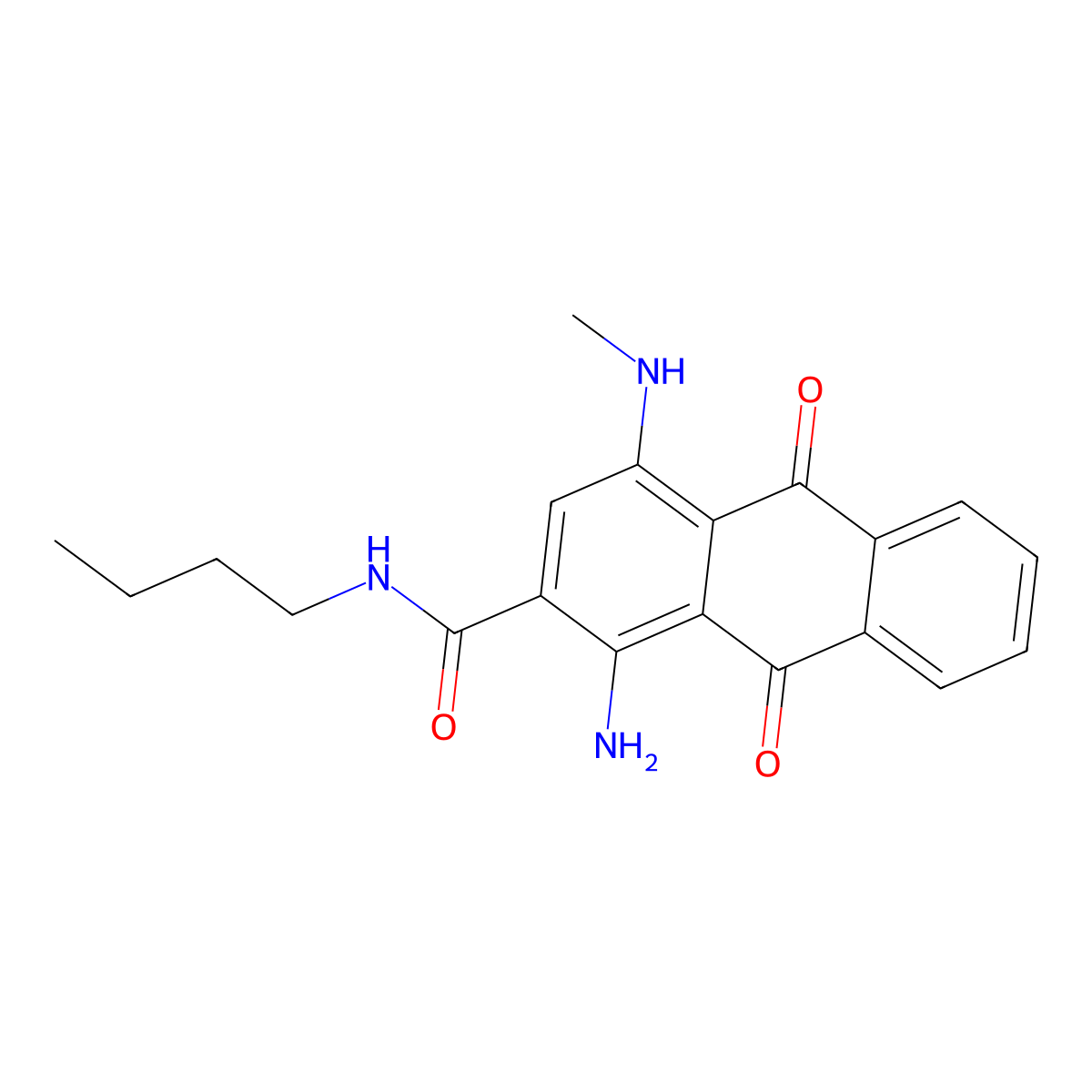 1-Amino-N-butyl-9,10-dihydro-4-(methylamino)-9,10-dioxoanthracene-2-carboxamide molecular structure, CAS 20171-06-6