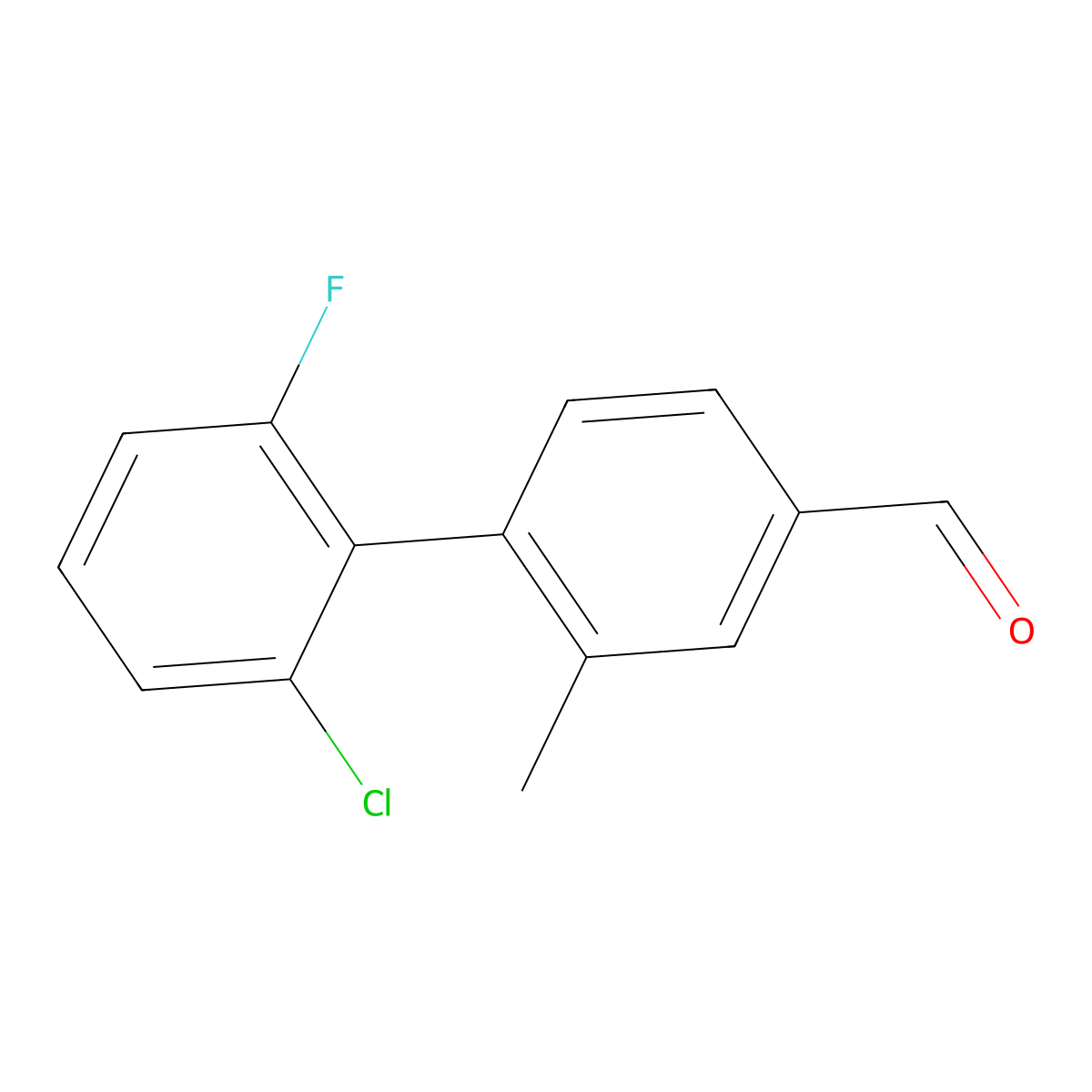 4-(2-Chloro-6-fluorophenyl)-3-methylbenzaldehyde molecular structure, CAS 2017198-49-9