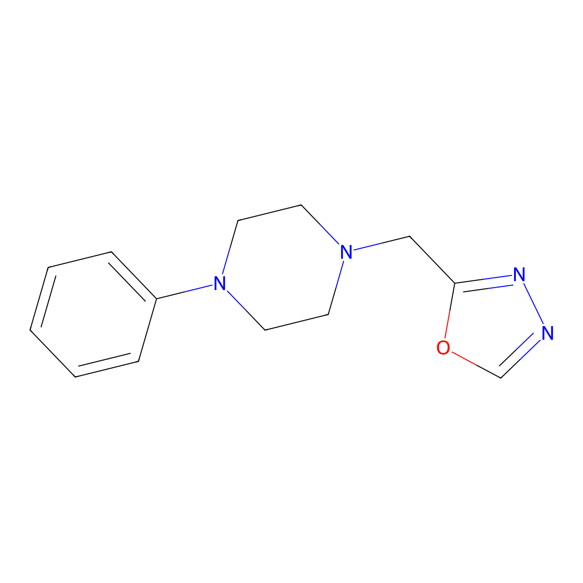 1-[(1,3,4-Oxadiazol-2-yl)methyl]-4-phenylpiperazine molecular structure, CAS 201727-74-4
