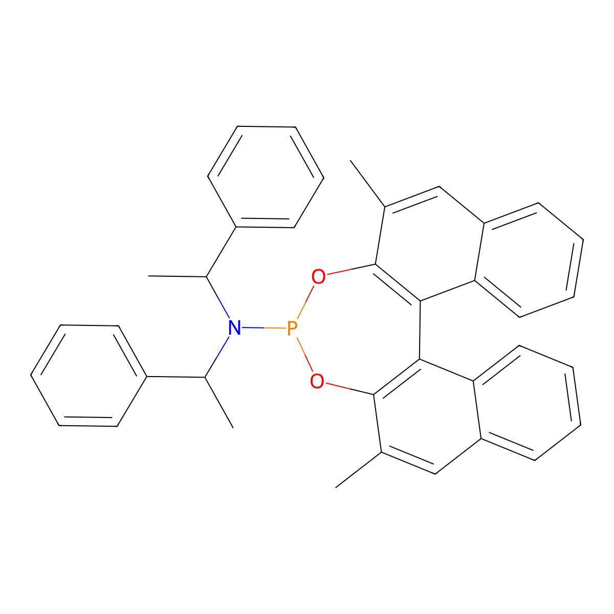 (11bS)-2,6-Dimethyl-N,N-bis(1-phenylethyl)dinaphtho[2,1-d:1',2'-f][1,3,2]dioxaphosphepin-4-amine molecular structure, CAS 201732-49-2