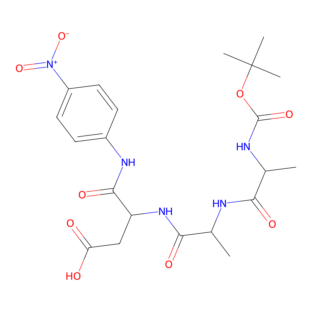 Boc-Ala-Ala-Asp-pNA molecular structure, CAS 201732-83-4