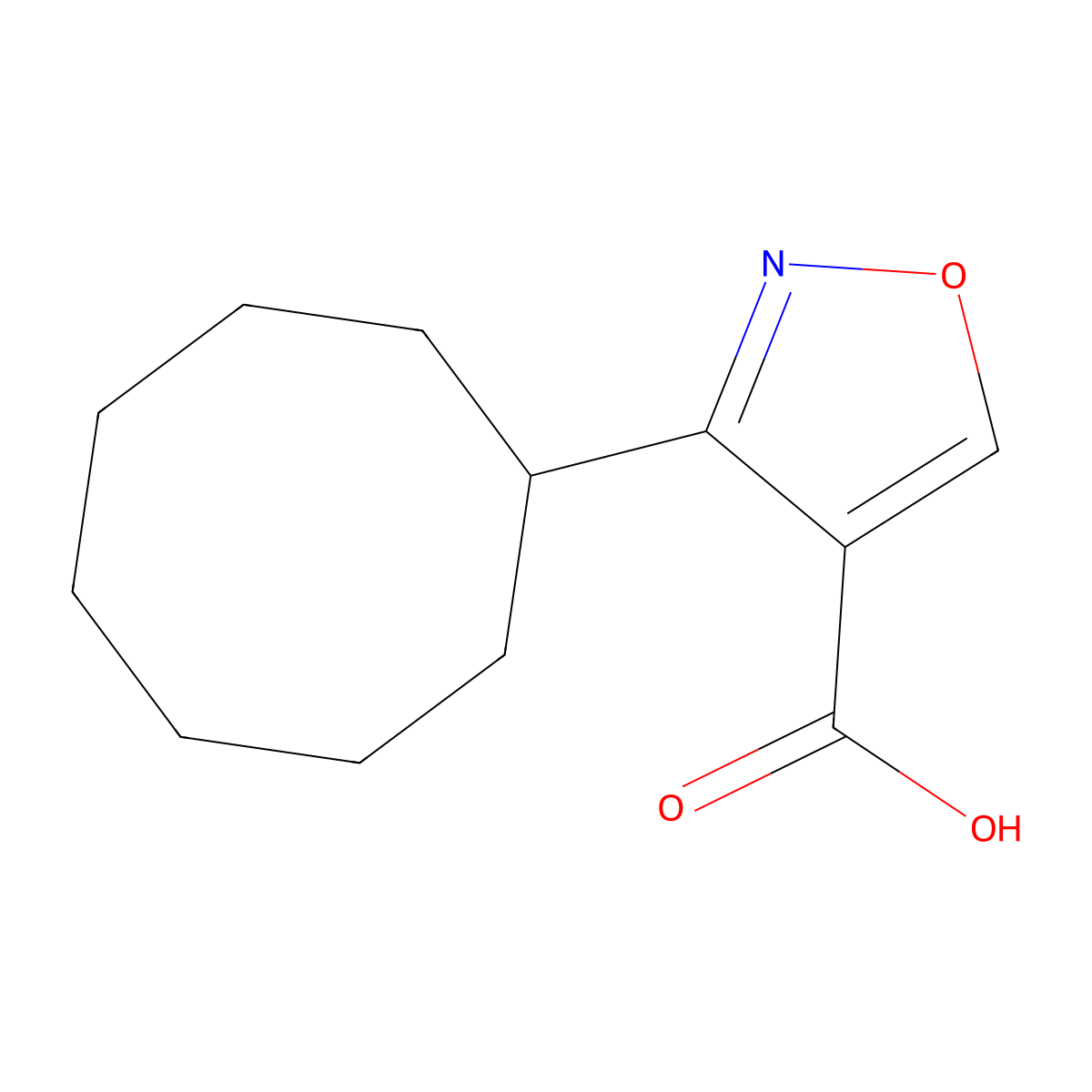 3-Cyclooctyl-1,2-oxazole-4-carboxylic acid molecular structure, CAS 2017348-23-9