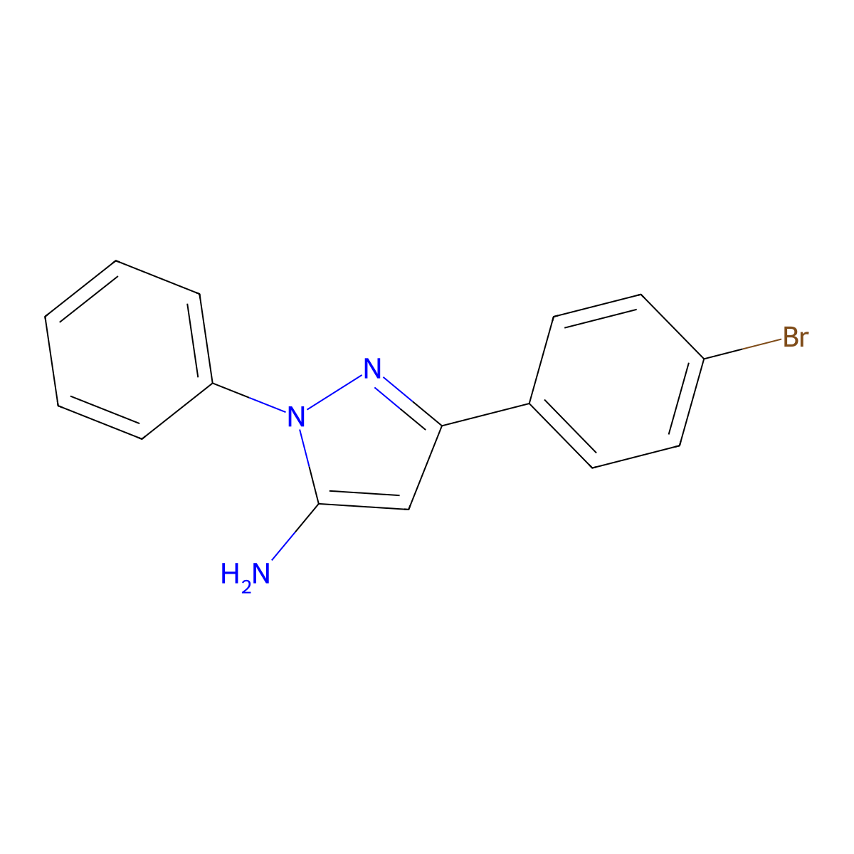 3-(4-Bromophenyl)-1-phenyl-1H-pyrazol-5-ylamine molecular structure, CAS 201735-04-8