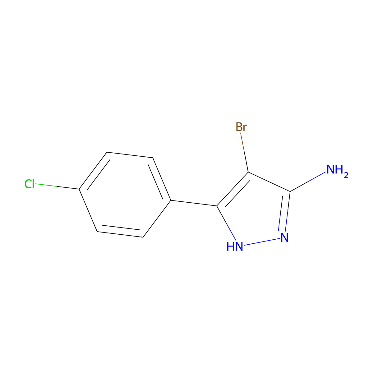 4-bromo-3-(4-chlorophenyl)-1H-pyrazol-5-amine molecular structure, CAS 201735-18-4