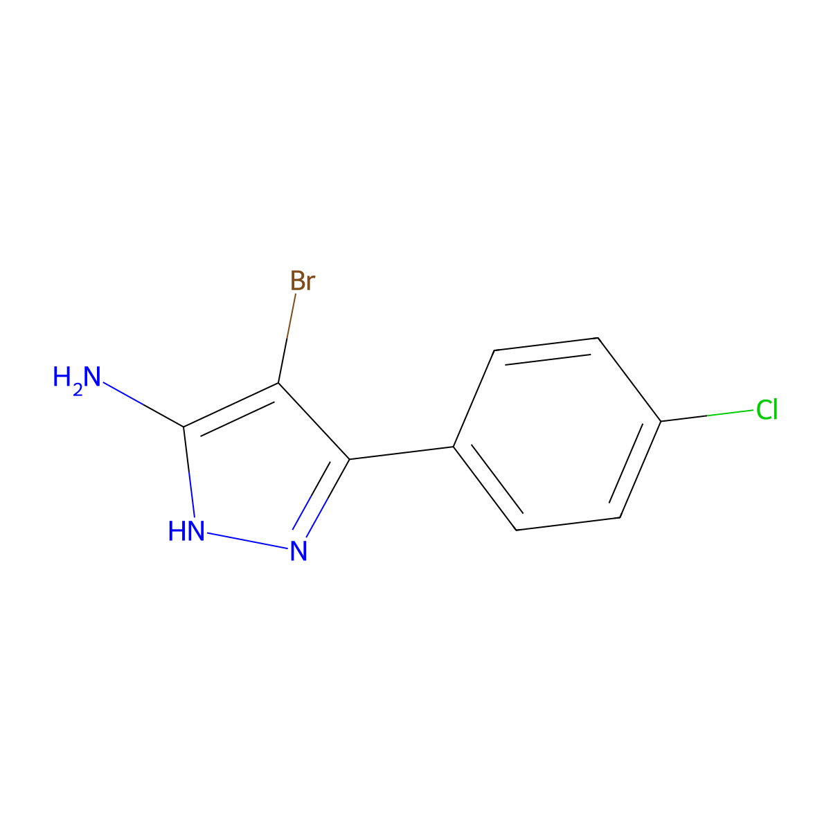 4-bromo-3-(4-chlorophenyl)-1H-pyrazol-5-amine molecular structure, CAS 201735-18-4
