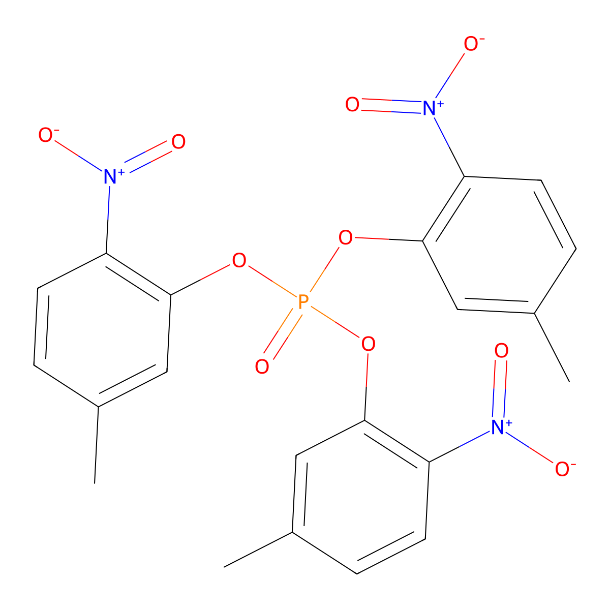 Tris(5-methyl-2-nitrophenyl) phosphate molecular structure, CAS 201742-26-9