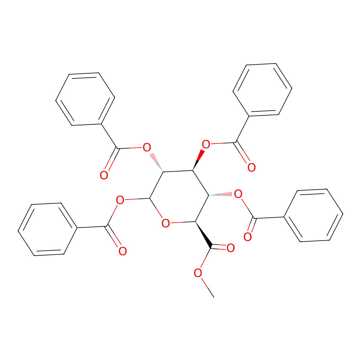 methyl (2S,3S,4S,5R)-3,4,5,6-tetrabenzoyloxyoxane-2-carboxylate molecular structure, CAS 201789-32-4