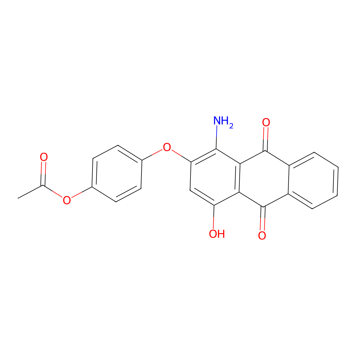 p-((1-Amino-4-hydroxy-9,10-dioxo-9,10-dihydro-2-anthryl)oxy)phenylacetate molecular structure, CAS 20179-08-2