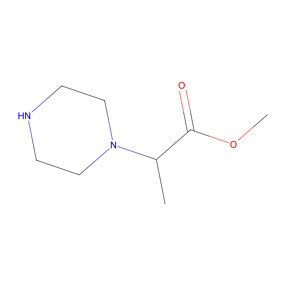 Methyl 2-(piperazin-1-yl)propanoate molecular structure, CAS 201803-58-9