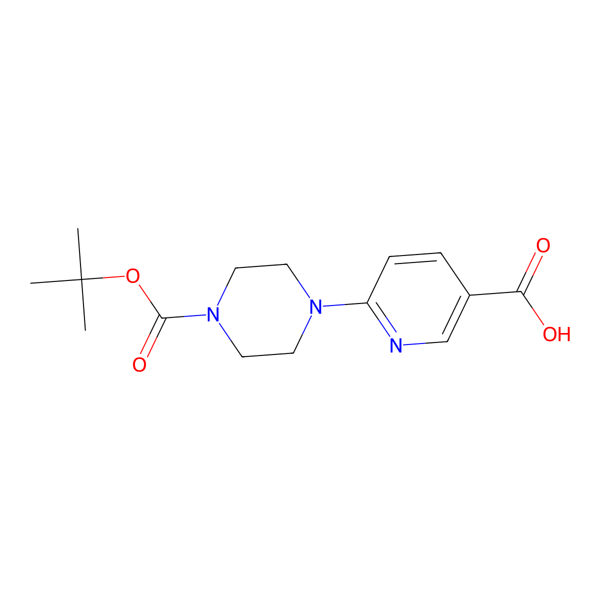 6-(4-((Tert-butoxy)carbonyl)piperazin-1-yl)pyridine-3-carboxylic acid molecular structure, CAS 201809-22-5