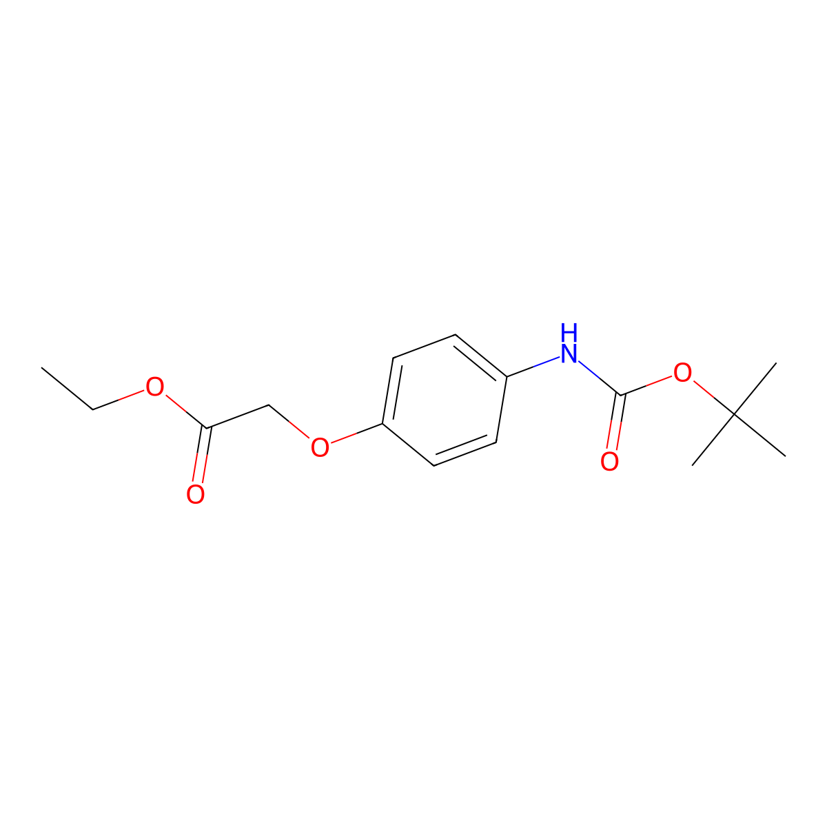 Ethyl 2-(4-{[(tert-butoxy)carbonyl]amino}phenoxy)acetate molecular structure, CAS 201810-12-0