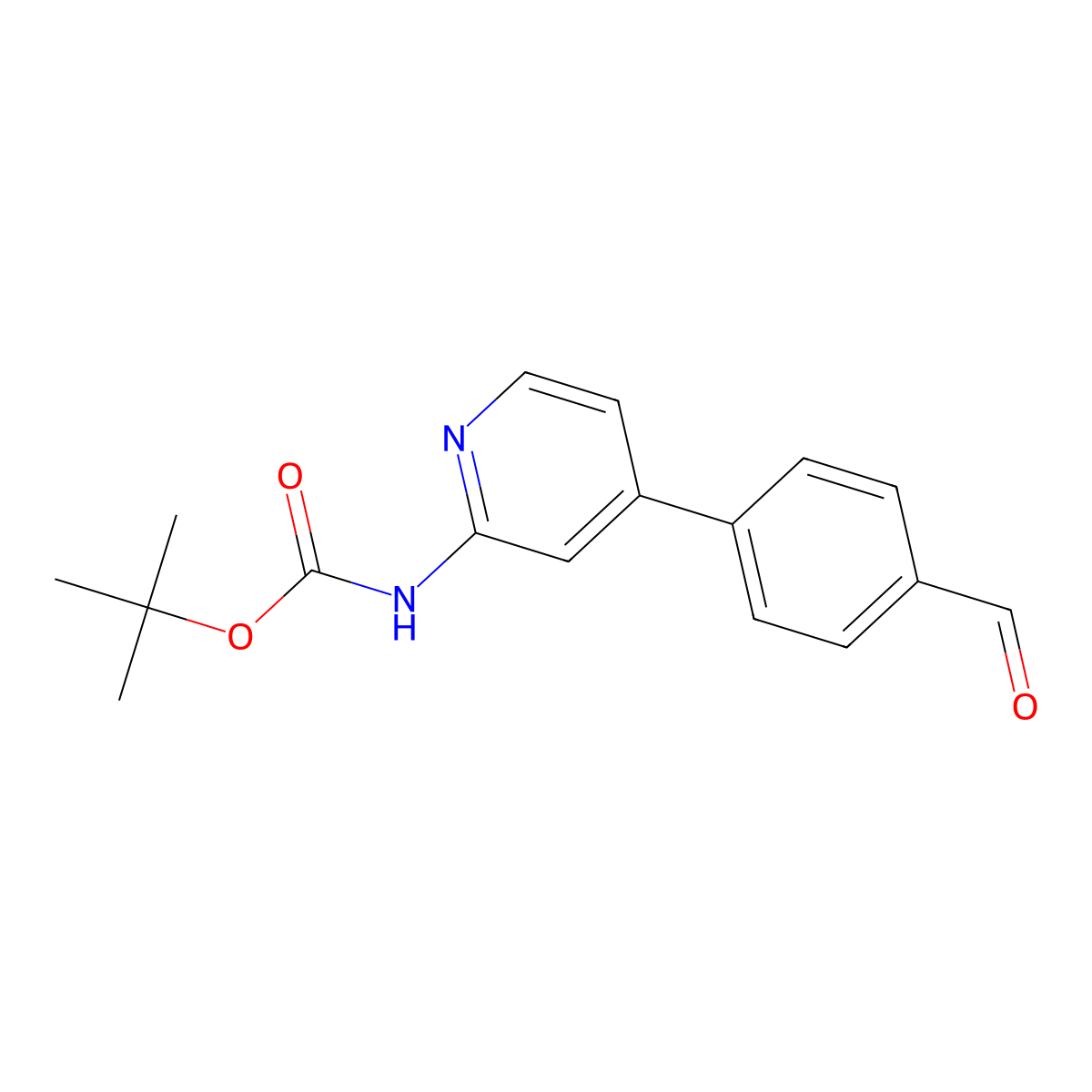 Carbamic acid, (4-(4-formylphenyl)-2-pyridinyl)-, 1,1-dimethylethyl ester molecular structure, CAS 201810-33-5