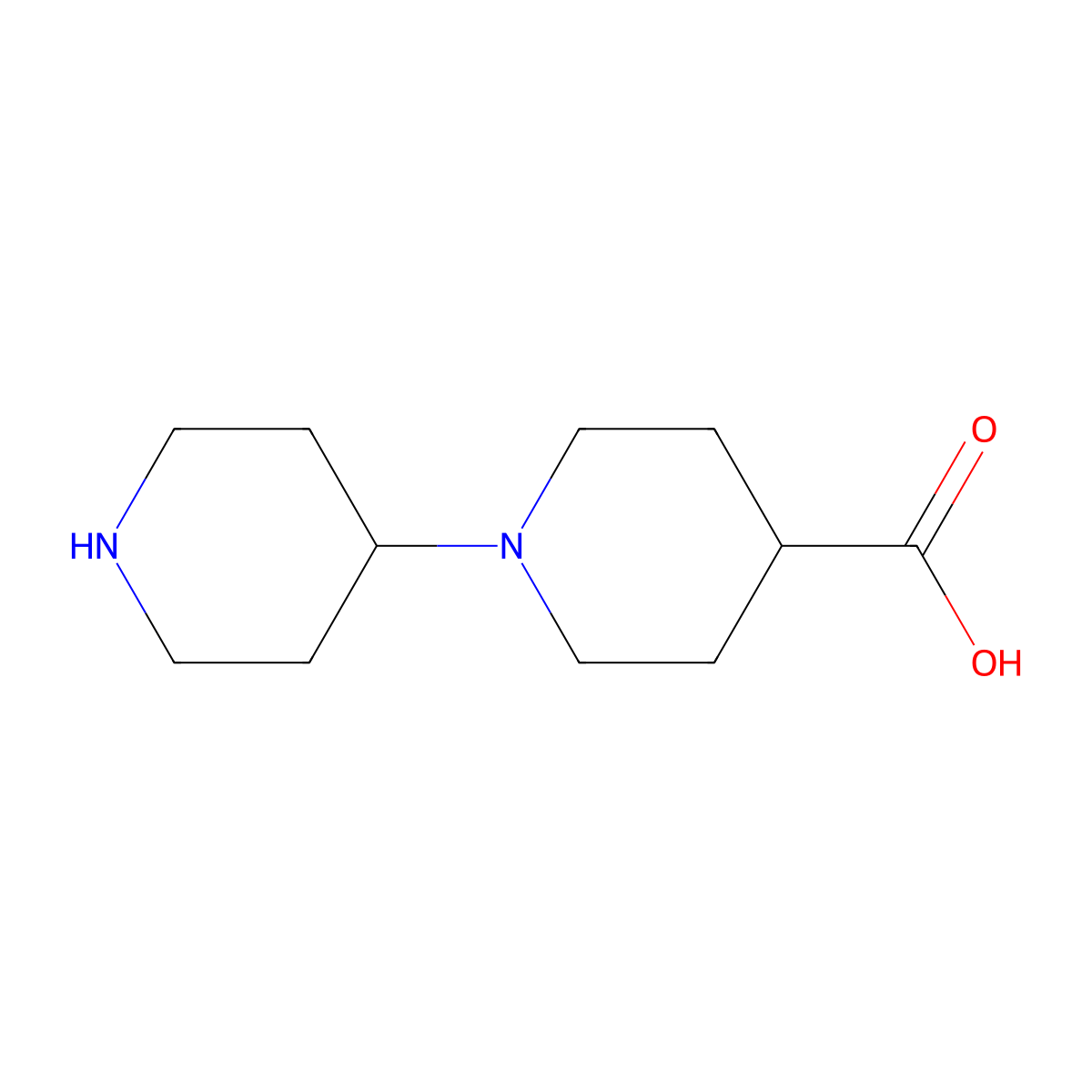 [1,4'-Bipiperidine]-4-carboxylic acid molecular structure, CAS 201810-56-2