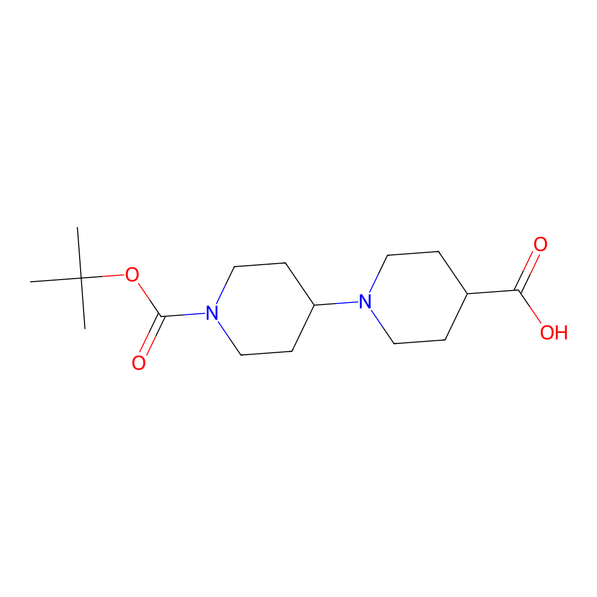 1'-(tert-Butoxycarbonyl)-[1,4'-bipiperidine]-4-carboxylic acid molecular structure, CAS 201810-59-5
