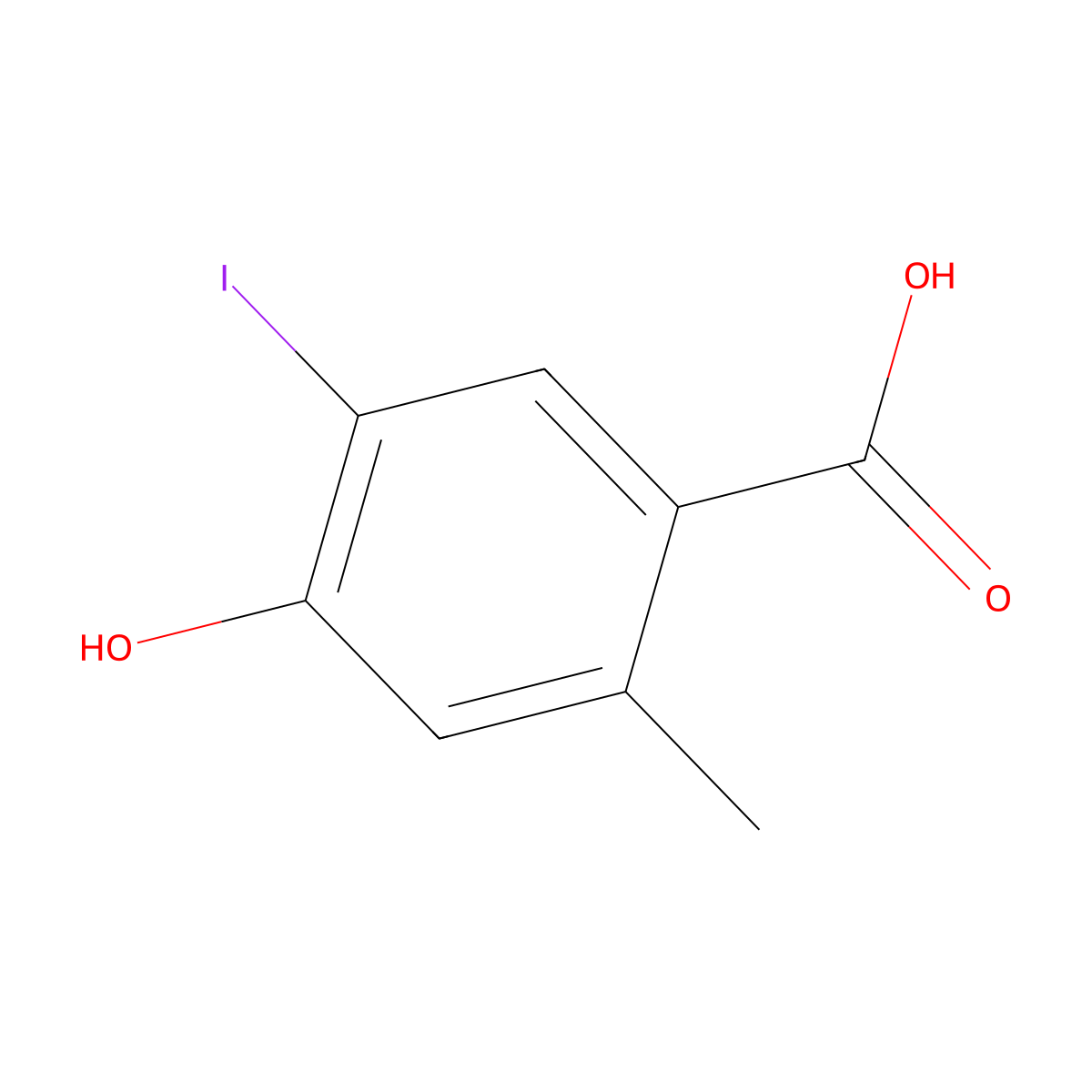 4-hydroxy-5-iodo-2-methylBenzoic acid molecular structure, CAS 201810-63-1