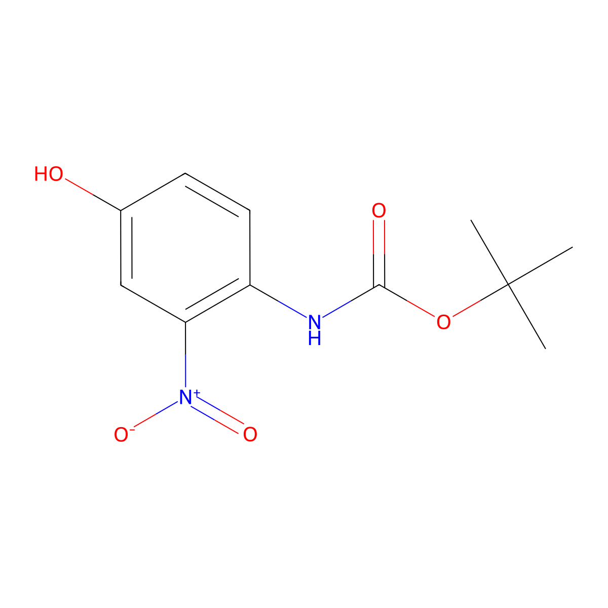 tert-Butyl (4-hydroxy-2-nitrophenyl)carbamate molecular structure, CAS 201811-20-3