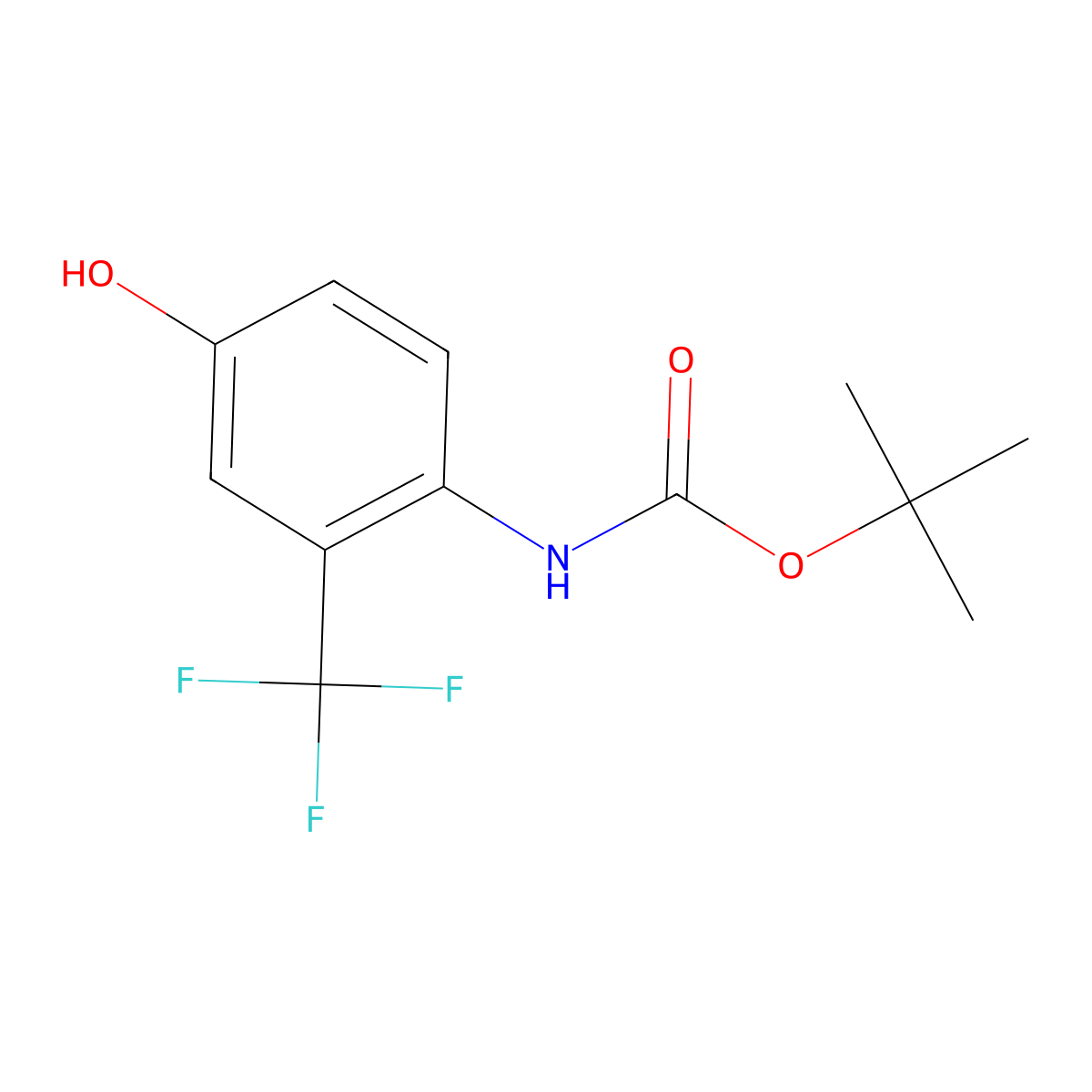 tert-butyl N-[4-hydroxy-2-(trifluoromethyl)phenyl]carbamate molecular structure, CAS 201811-38-3