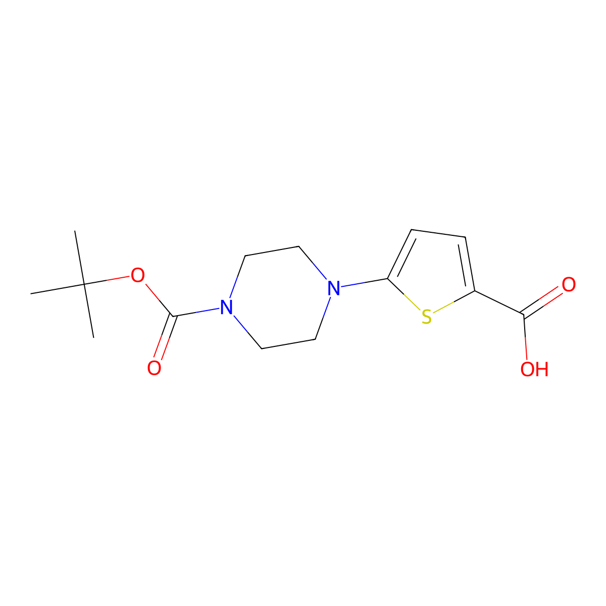 5-{4-[(Tert-butoxy)carbonyl]piperazin-1-yl}thiophene-2-carboxylic acid molecular structure, CAS 201811-63-4