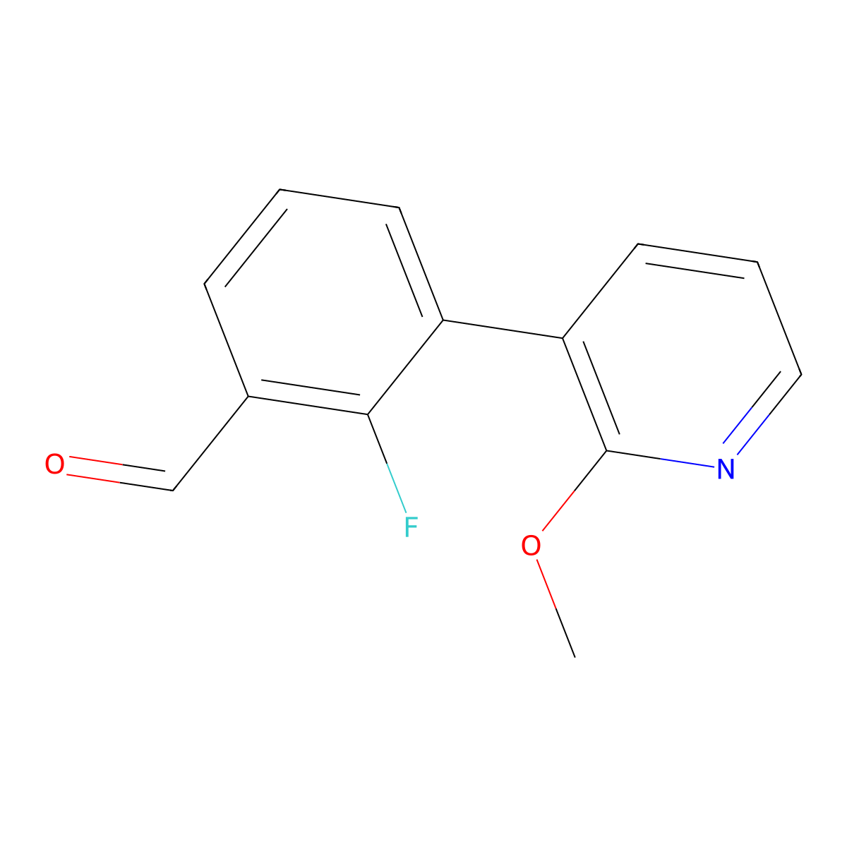 2-Fluoro-3-(2-methoxypyridin-3-yl)benzaldehyde molecular structure, CAS 2018281-49-5