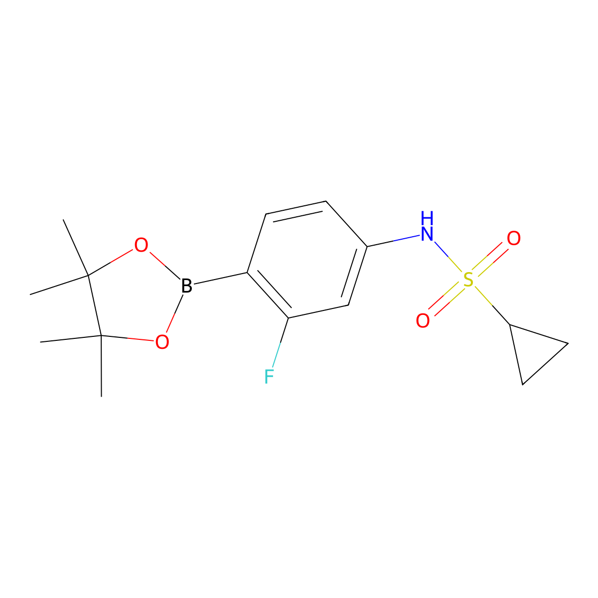 N-[3-Fluoro-4-(tetramethyl-1,3,2-dioxaborolan-2-yl)phenyl]cyclopropanesulfonamide molecular structure, CAS 2018286-86-5