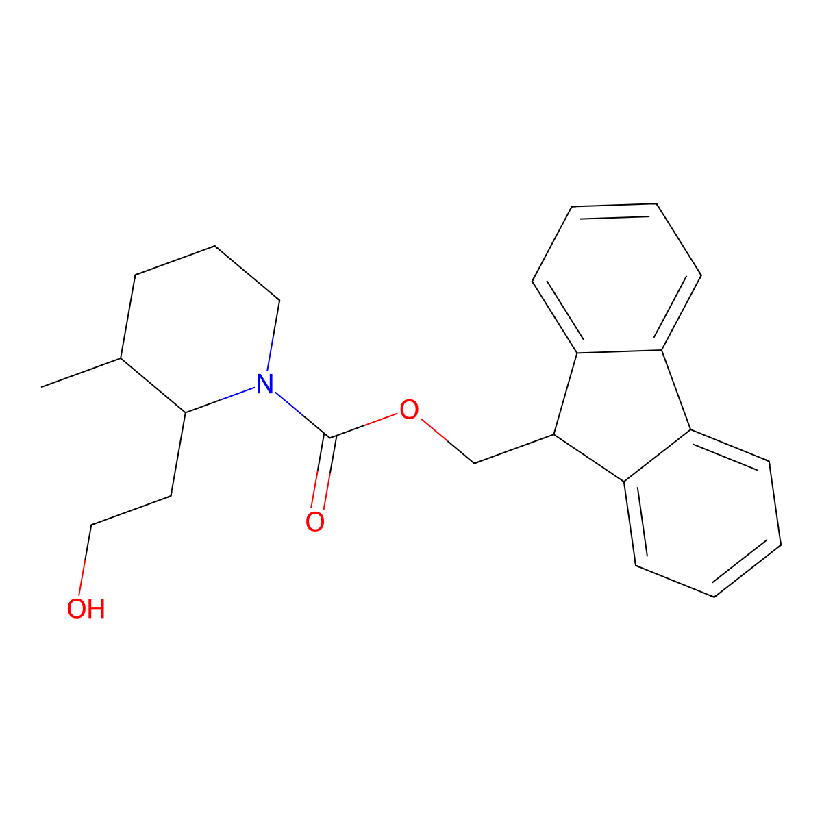(9H-fluoren-9-yl)methyl 2-(2-hydroxyethyl)-3-methylpiperidine-1-carboxylate molecular structure, CAS 2018298-85-4