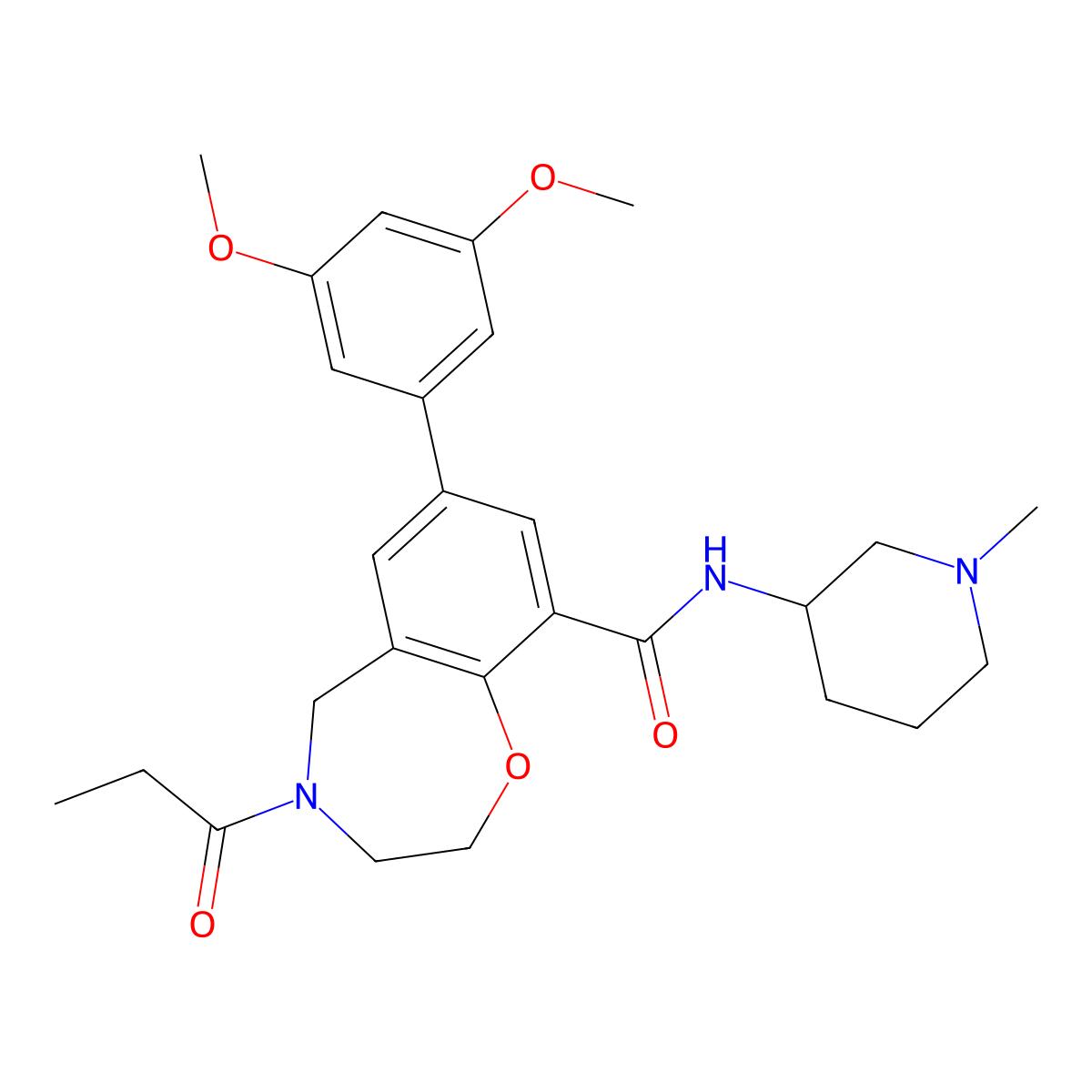 7-(3,5-Dimethoxyphenyl)-N-[(3s)-1-Methylpiperidin-3-Yl]-4-Propanoyl-2,3,4,5-Tetrahydro-1,4-Benzoxazepine-9-Carboxamide molecular structure, CAS 2018300-62-2