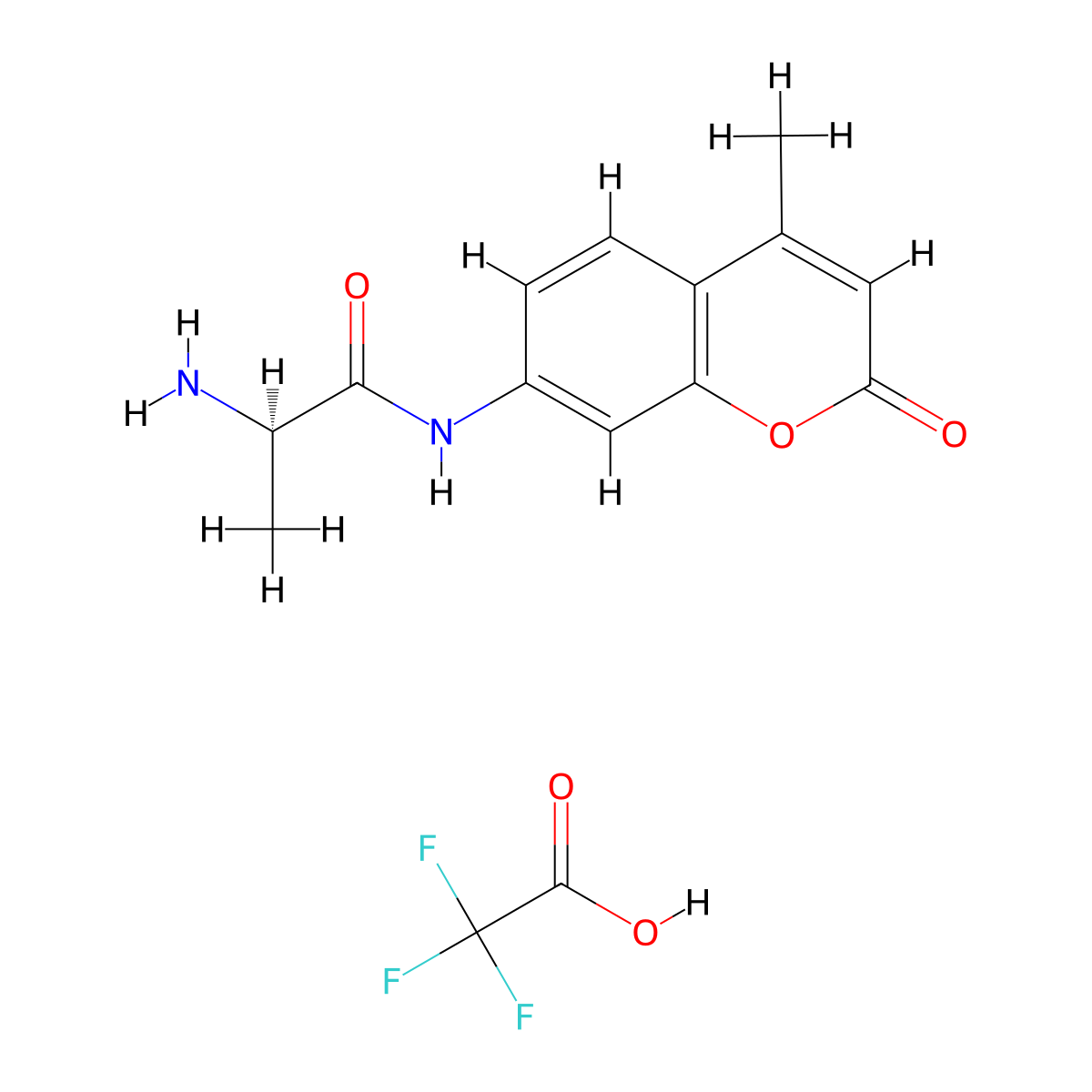 (R)-2-Amino-N-(4-methyl-2-oxo-2H-chromen-7-yl)propanamide 2,2,2-trifluoroacetate molecular structure, CAS 201847-52-1