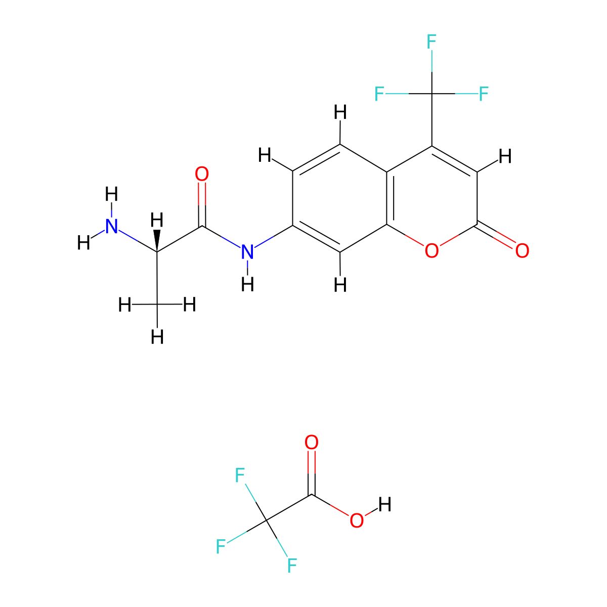 (S)-2-Amino-N-(2-oxo-4-(trifluoromethyl)-2H-chromen-7-yl)propanamide 2,2,2-trifluoroacetate molecular structure, CAS 201847-57-6
