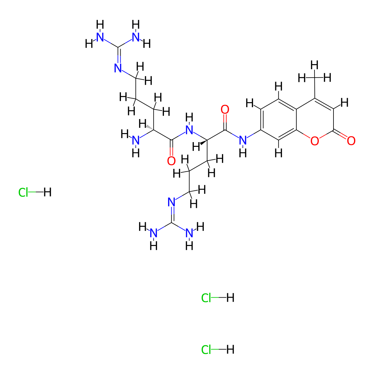 L-Arginyl-L-arginine 7-amido-4-methylcoumarin trihydrochloride molecular structure, CAS 201847-69-0