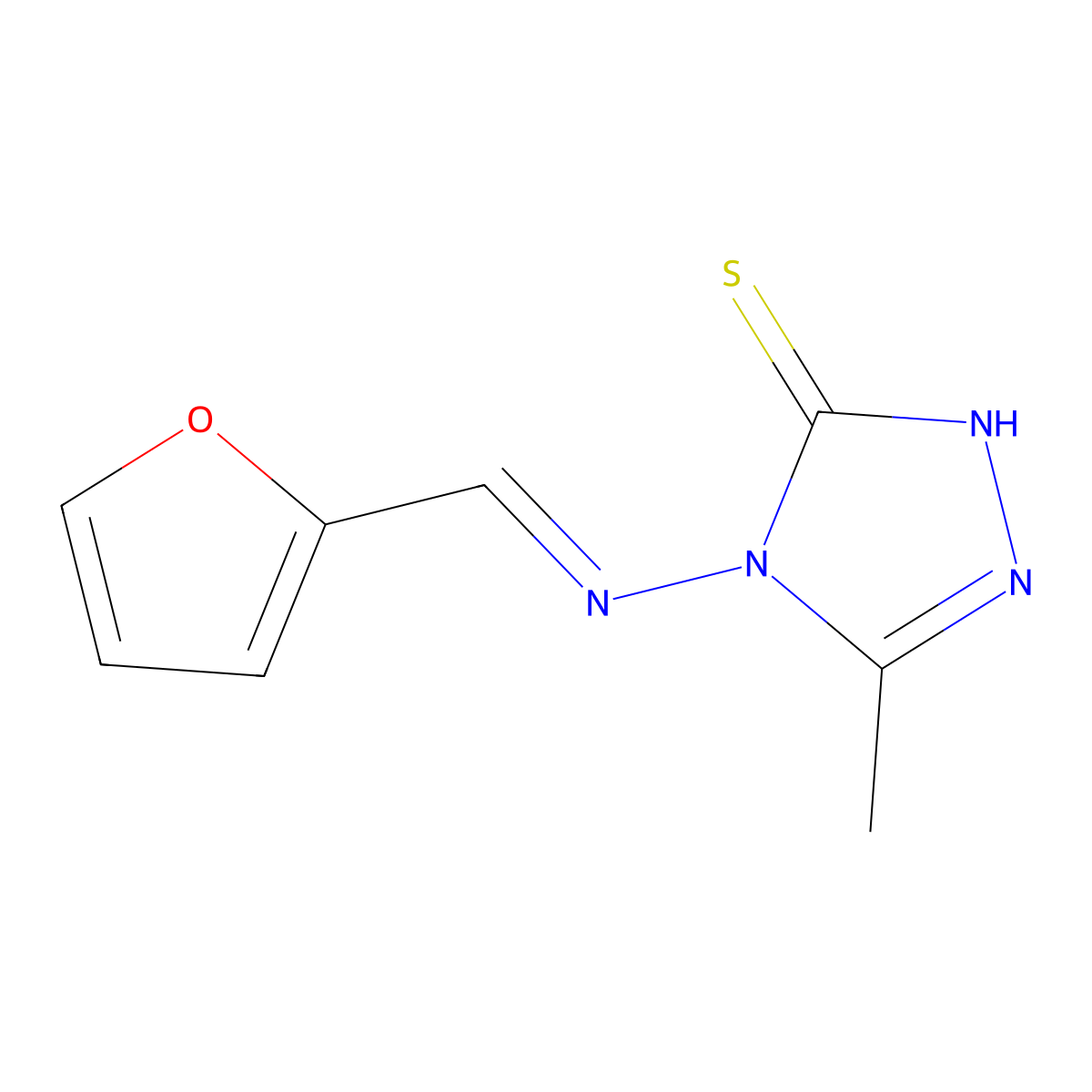 4-[(2-Furanylmethylene)amino]-2,4-dihydro-5-methyl-3H-1,2,4-triazole-3-thione molecular structure, CAS 201847-81-6